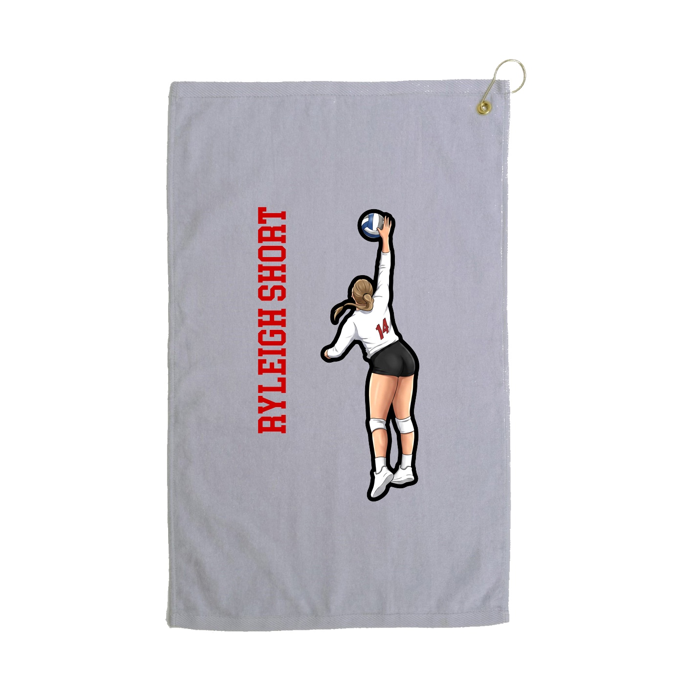Golf Towel — Name Vertical in Grey