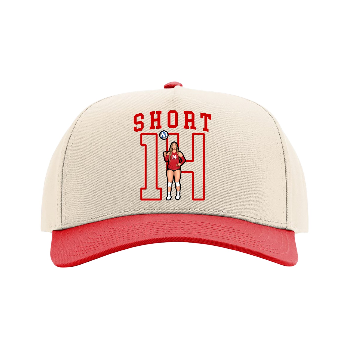 Full Fabric Five-Panel Champ Cap — Shirsey in Cream/Red
