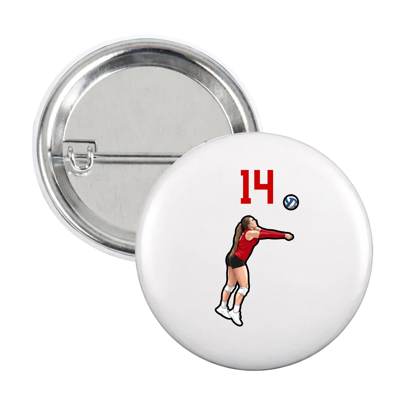 Game Day Button — Number Top in White