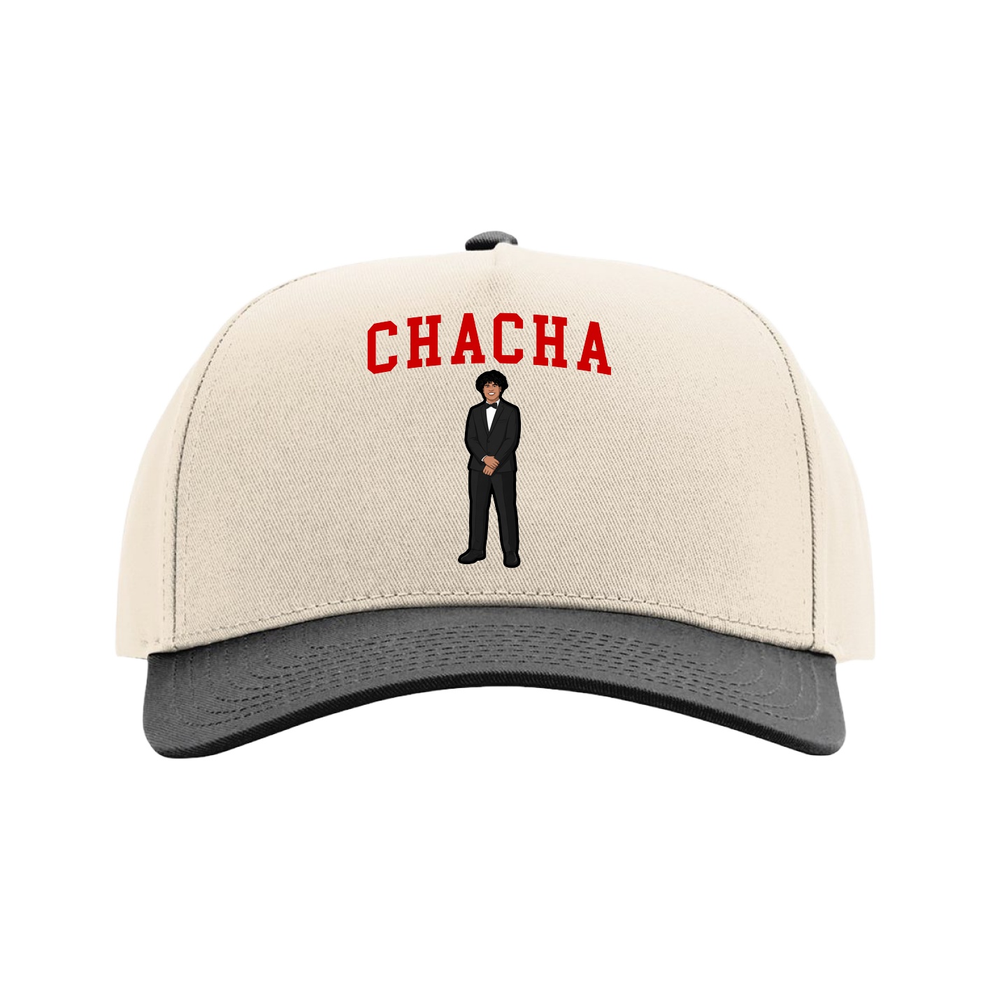 Full Fabric Five-Panel Champ Cap — Shirsey in Cream/Black