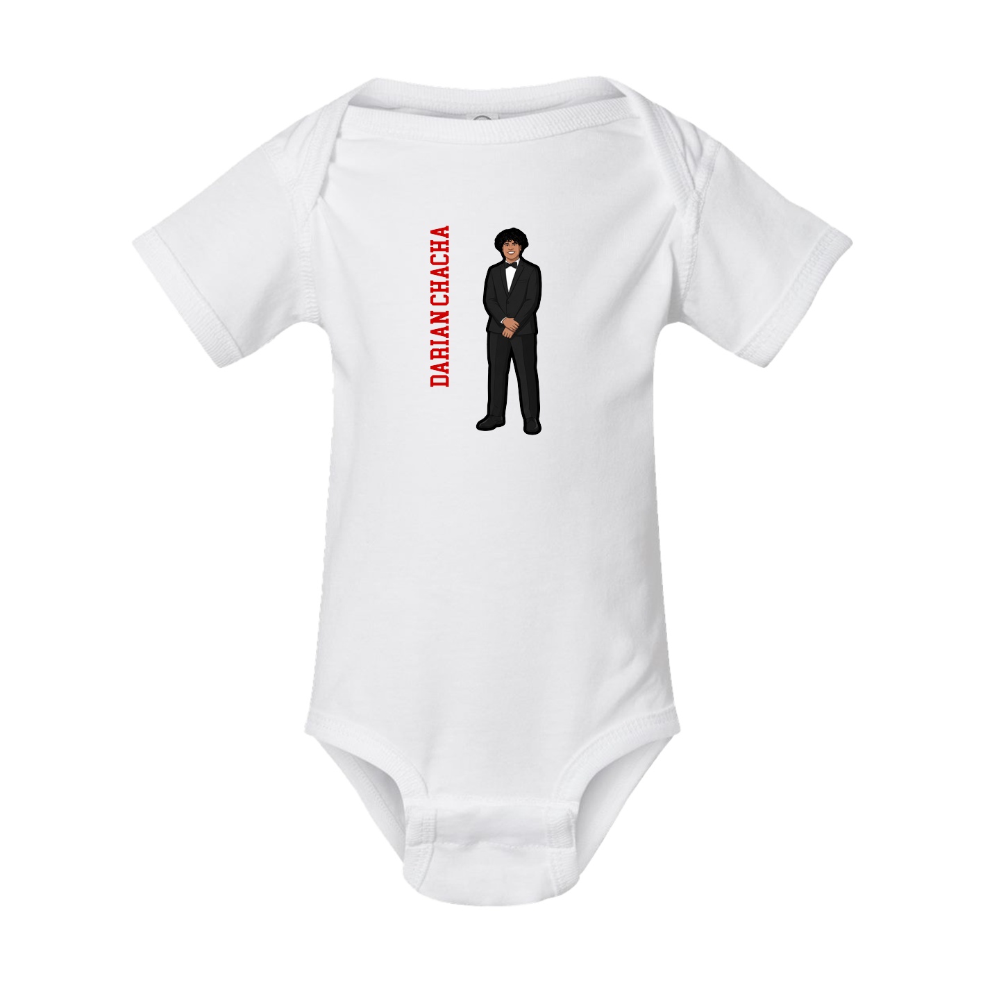 Baby Onesie — Name Vertical in White