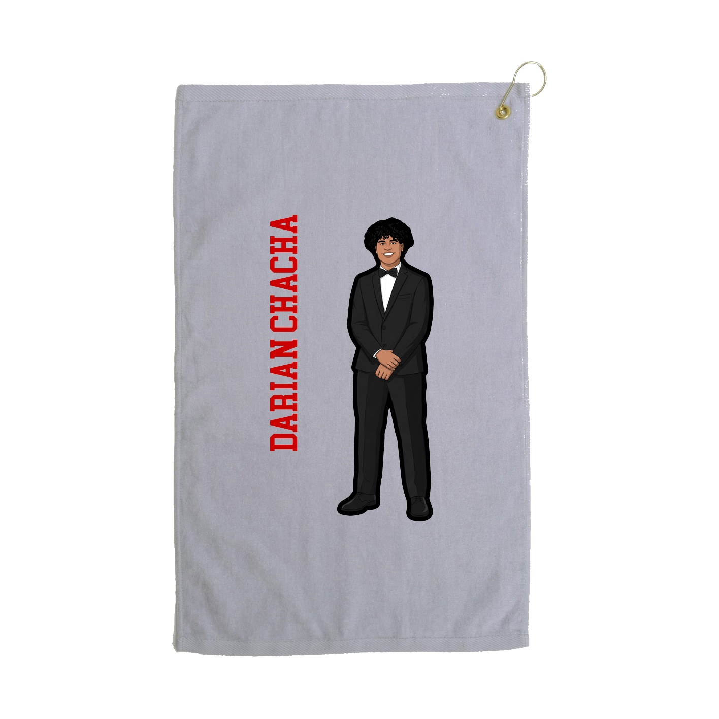Golf Towel — Name Vertical in Grey