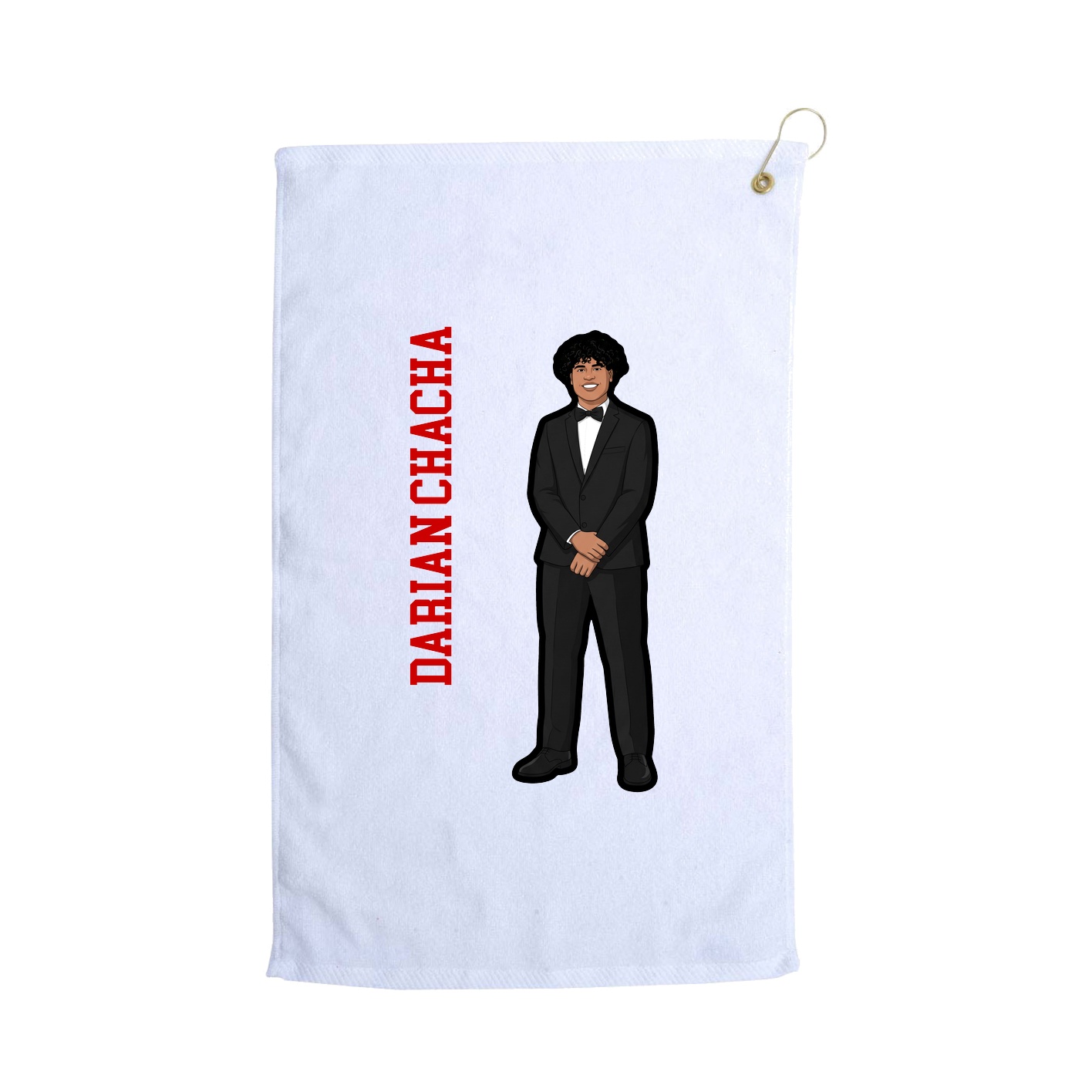 Golf Towel — Name Vertical in White