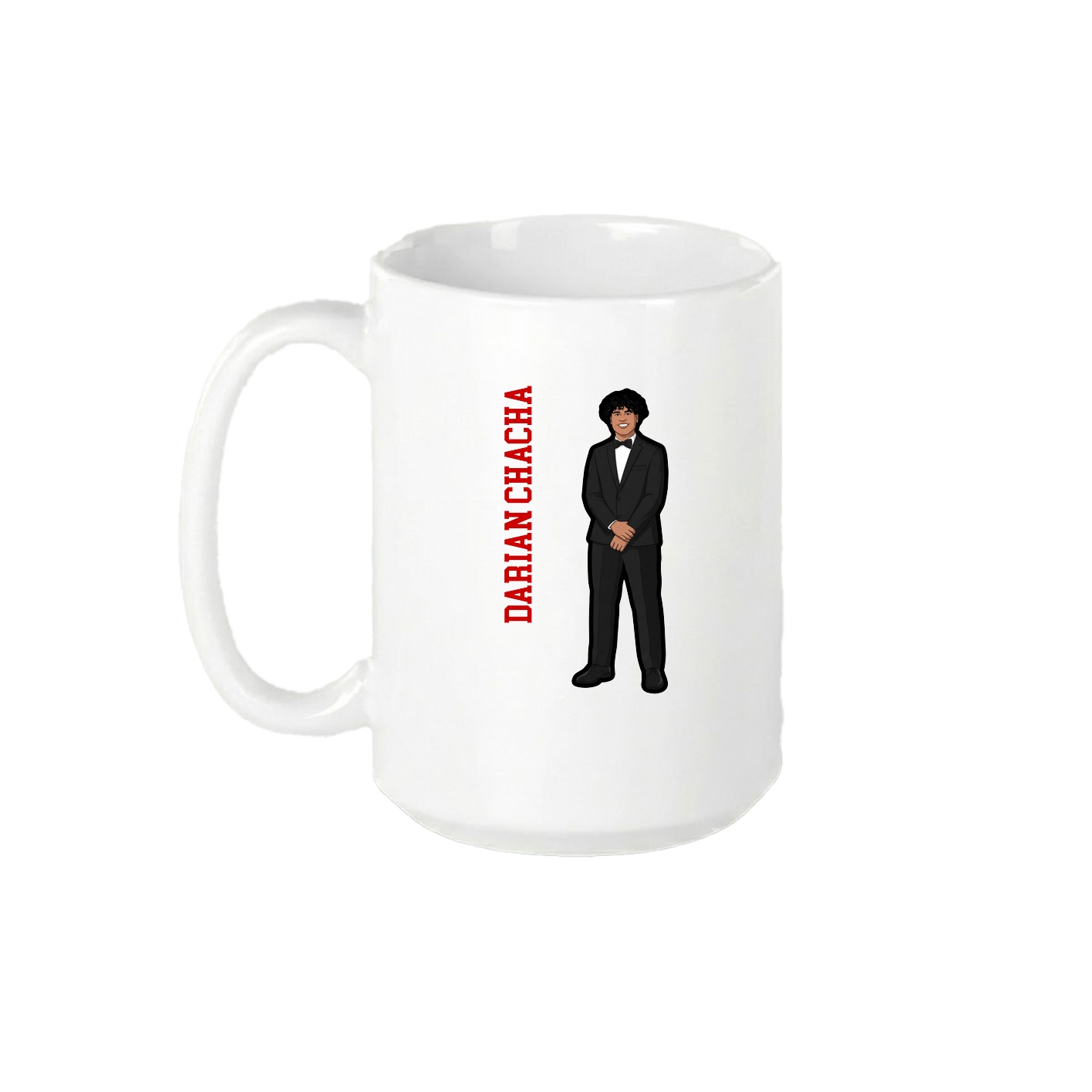 15oz Coffee Mug — Name Vertical in White