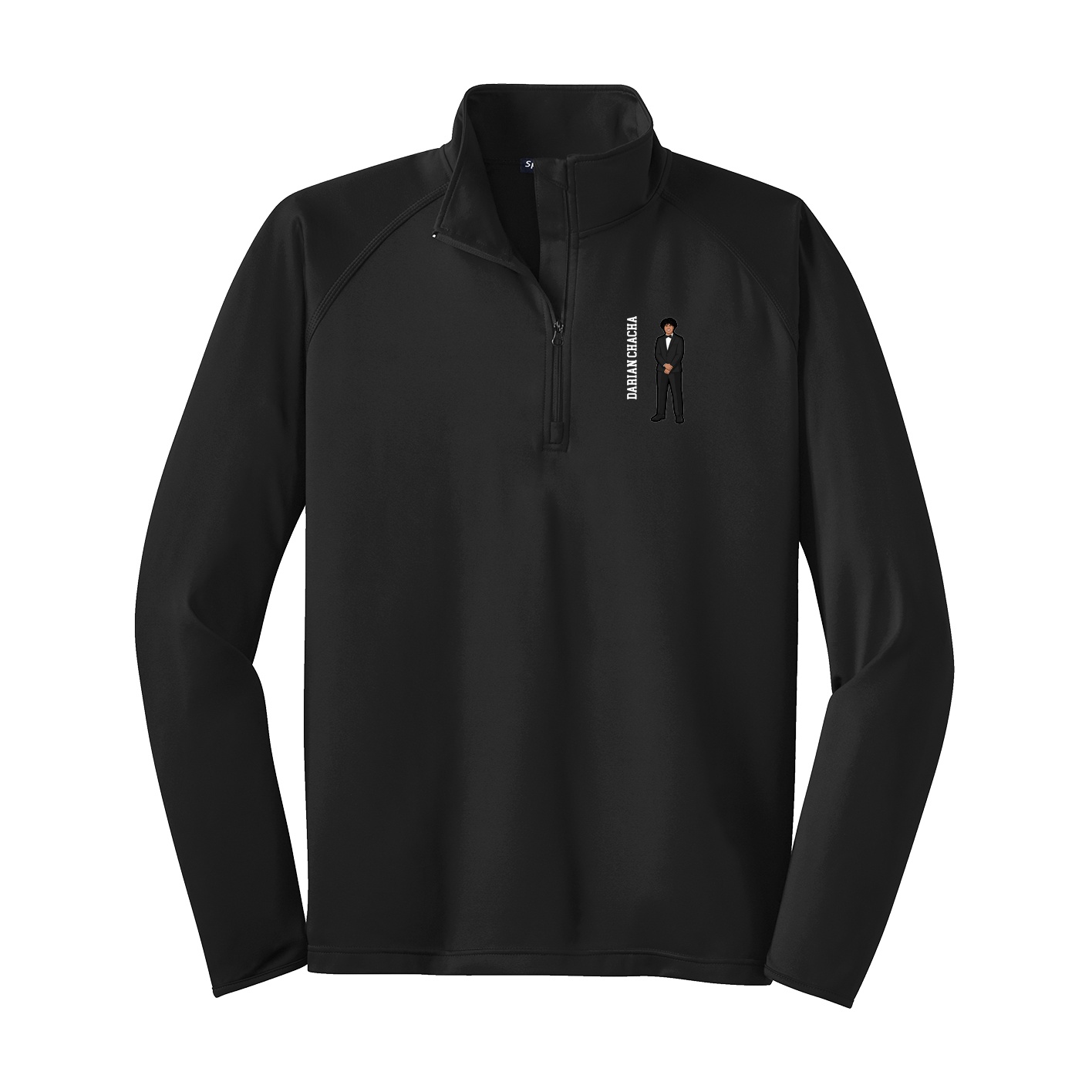 Q-Zip Pullover — Name Vertical in Black
