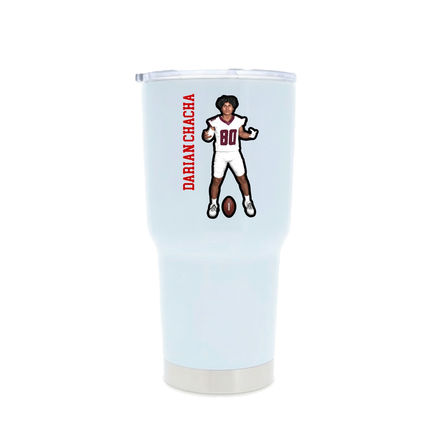 30oz Stainless Steel Tumbler — Name Vertical in White