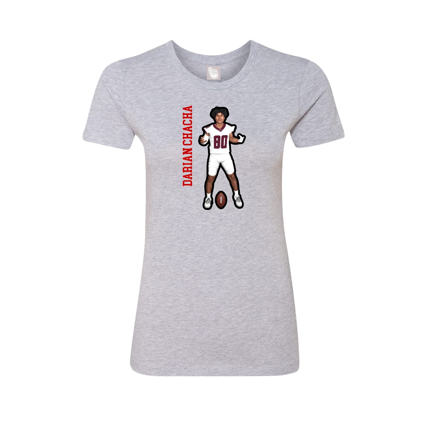 Womens Tee — Name Vertical in Grey