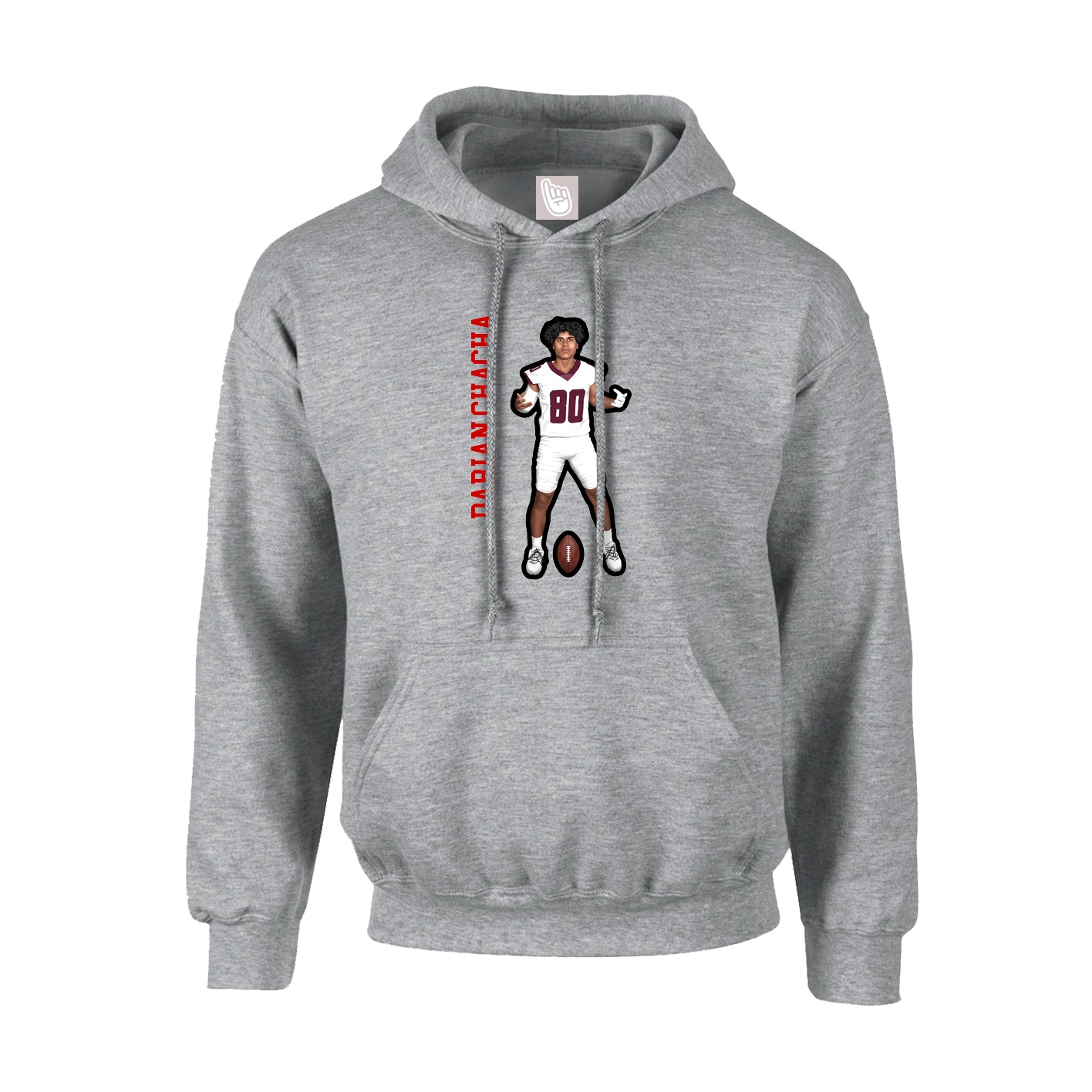 Hoodie — Name Vertical in Grey