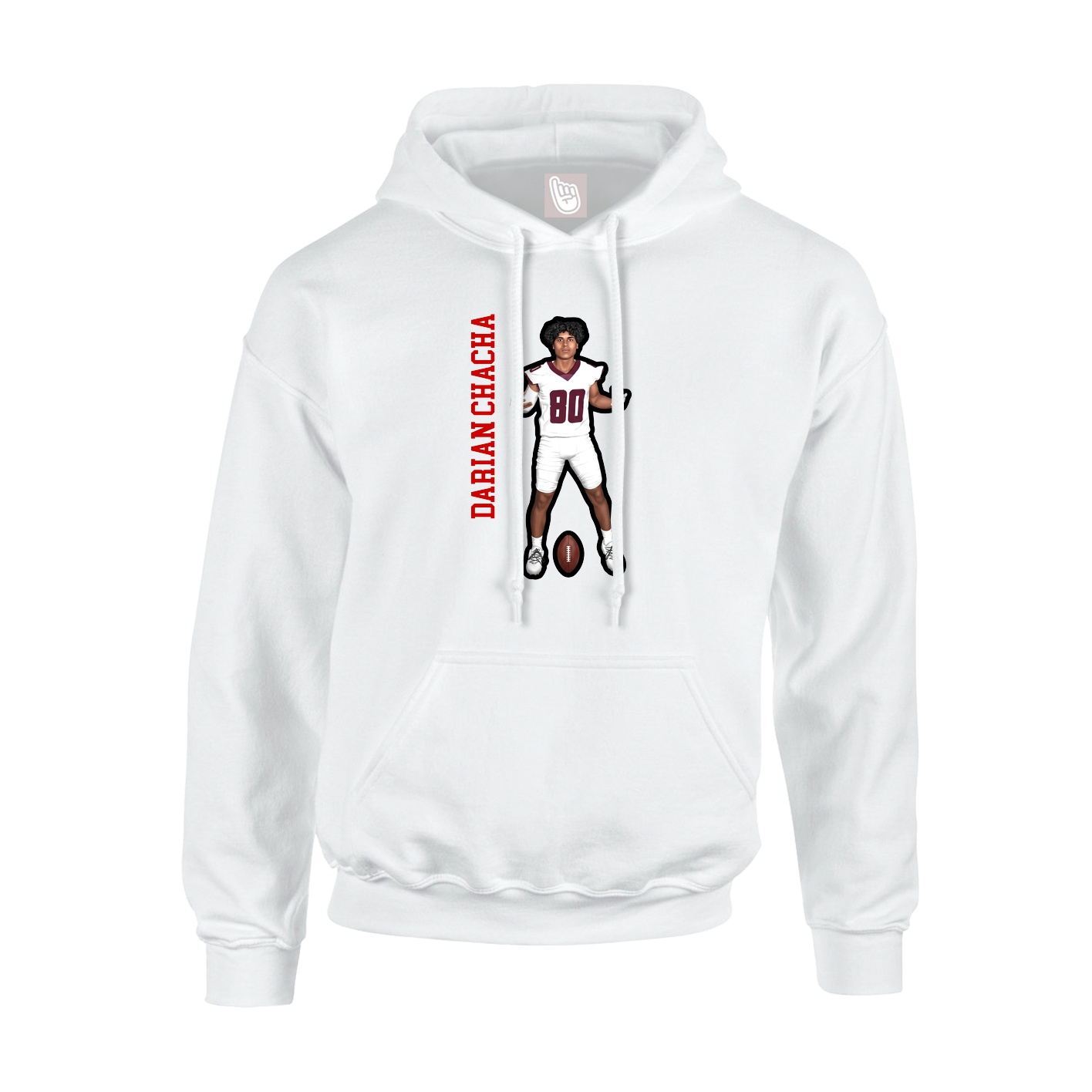 Youth Hoodie — Name Vertical in White