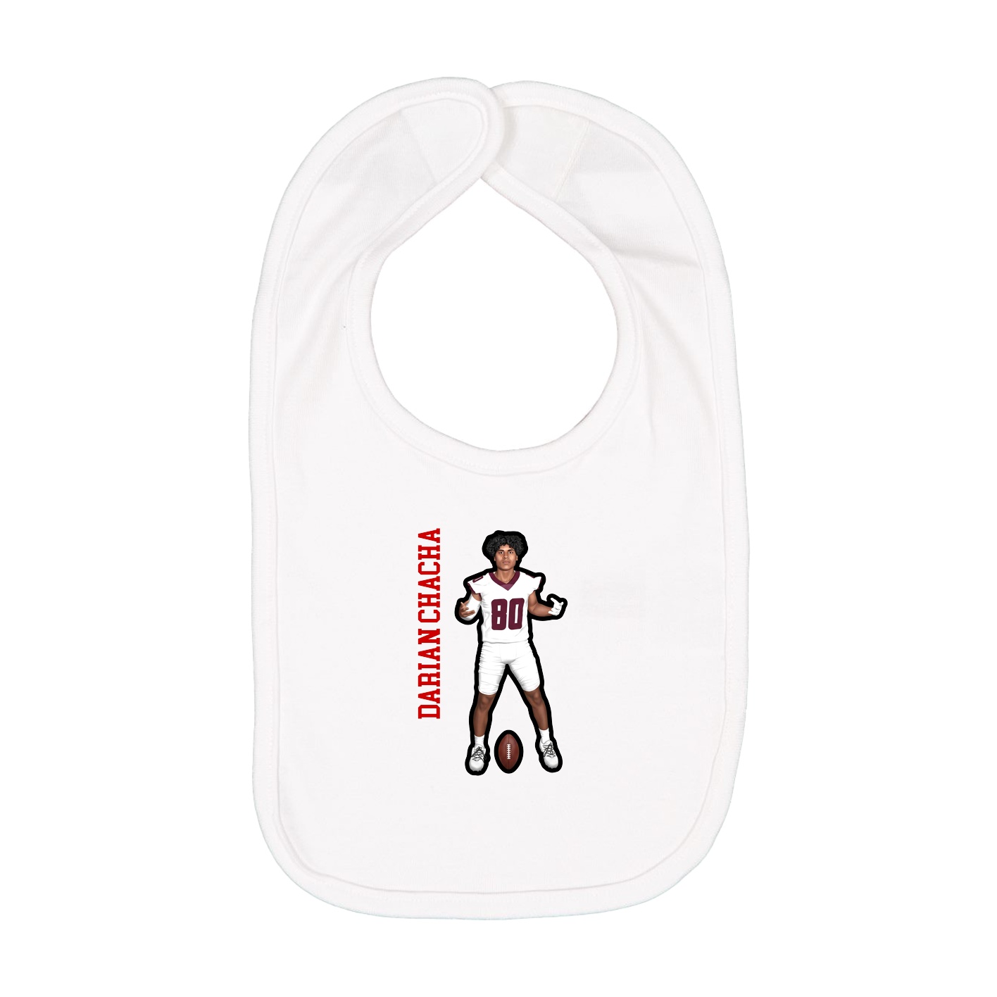 Infant Bib — Name Vertical in White