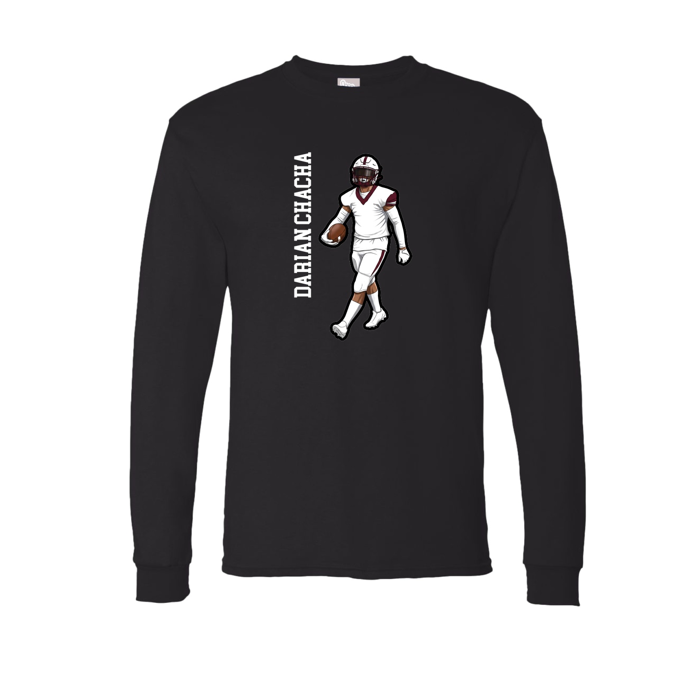Long Sleeve Tee — Name Vertical in Black