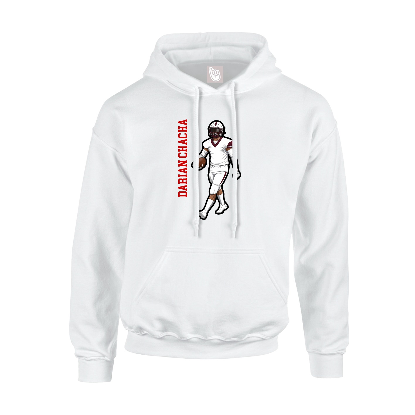 Youth Hoodie — Name Vertical in White