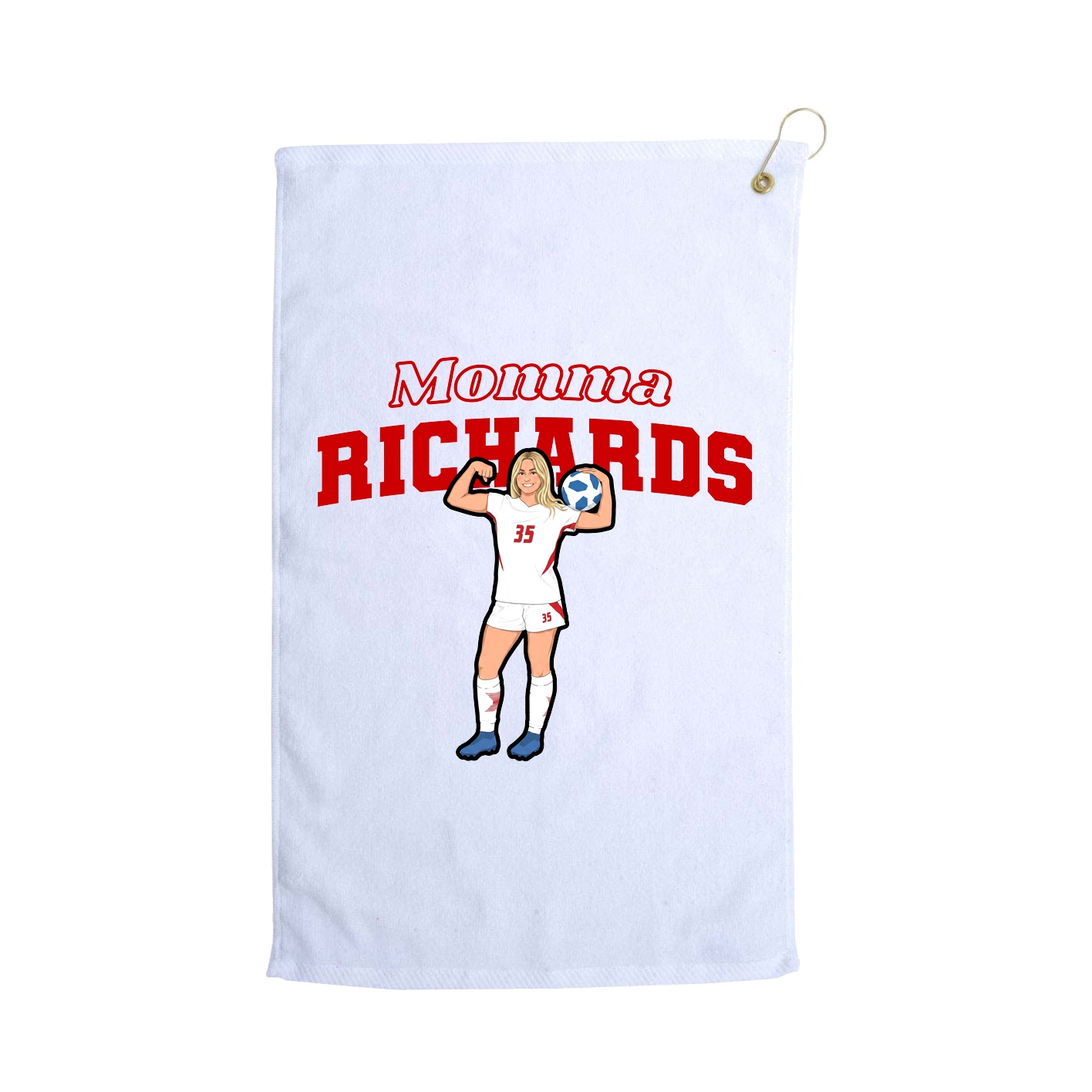 Golf Towel — Mothers Day Block in White