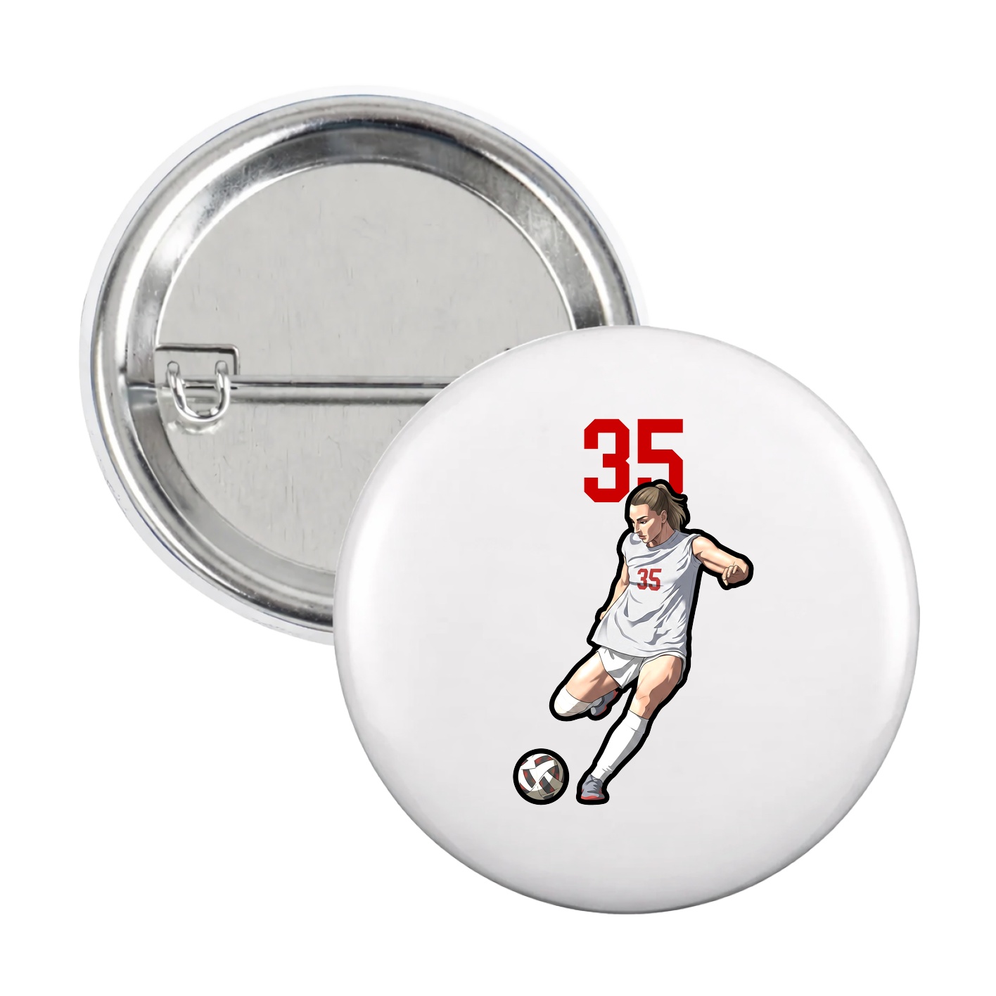 Game Day Button — Number Top in White