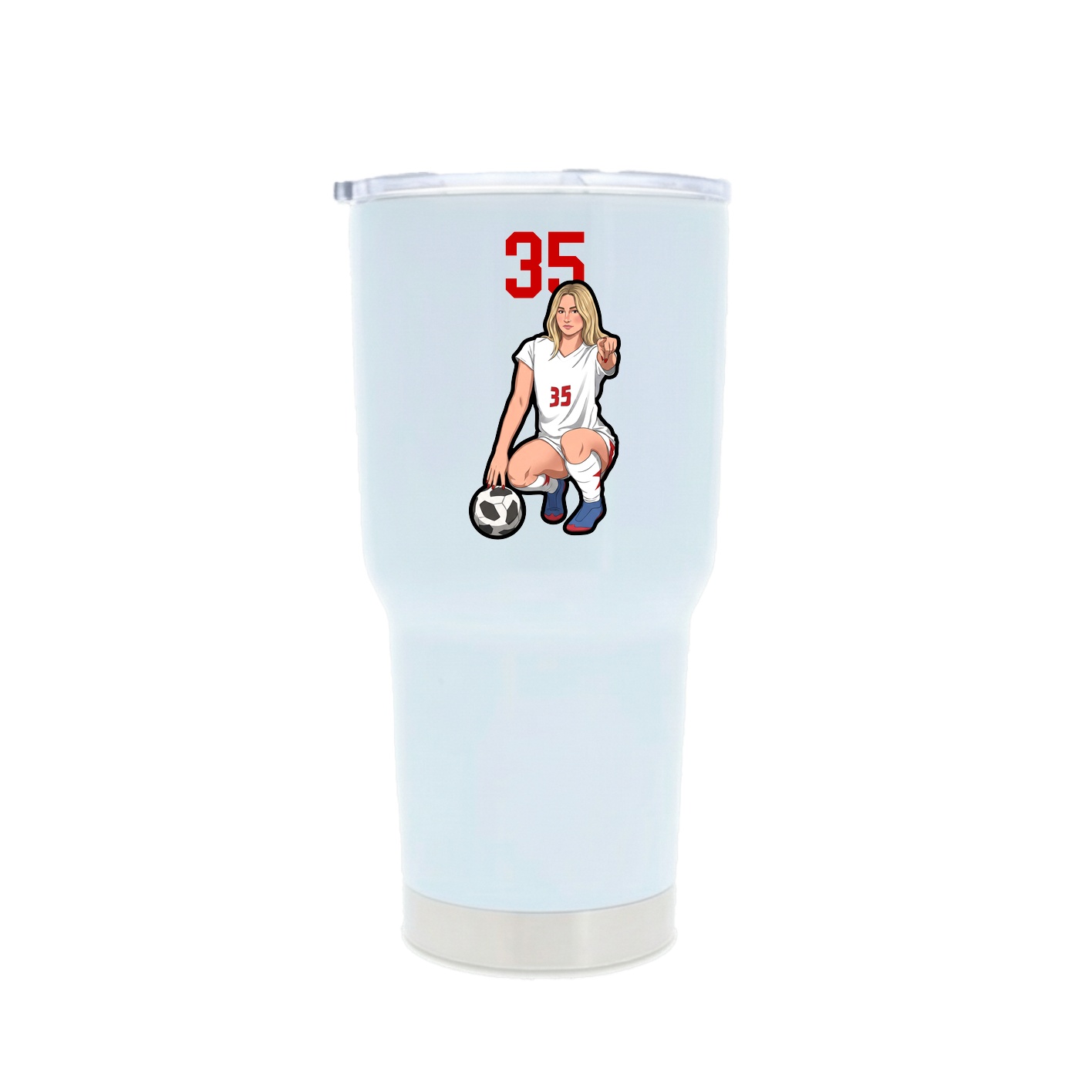 30oz Stainless Steel Tumbler — Number Top in White