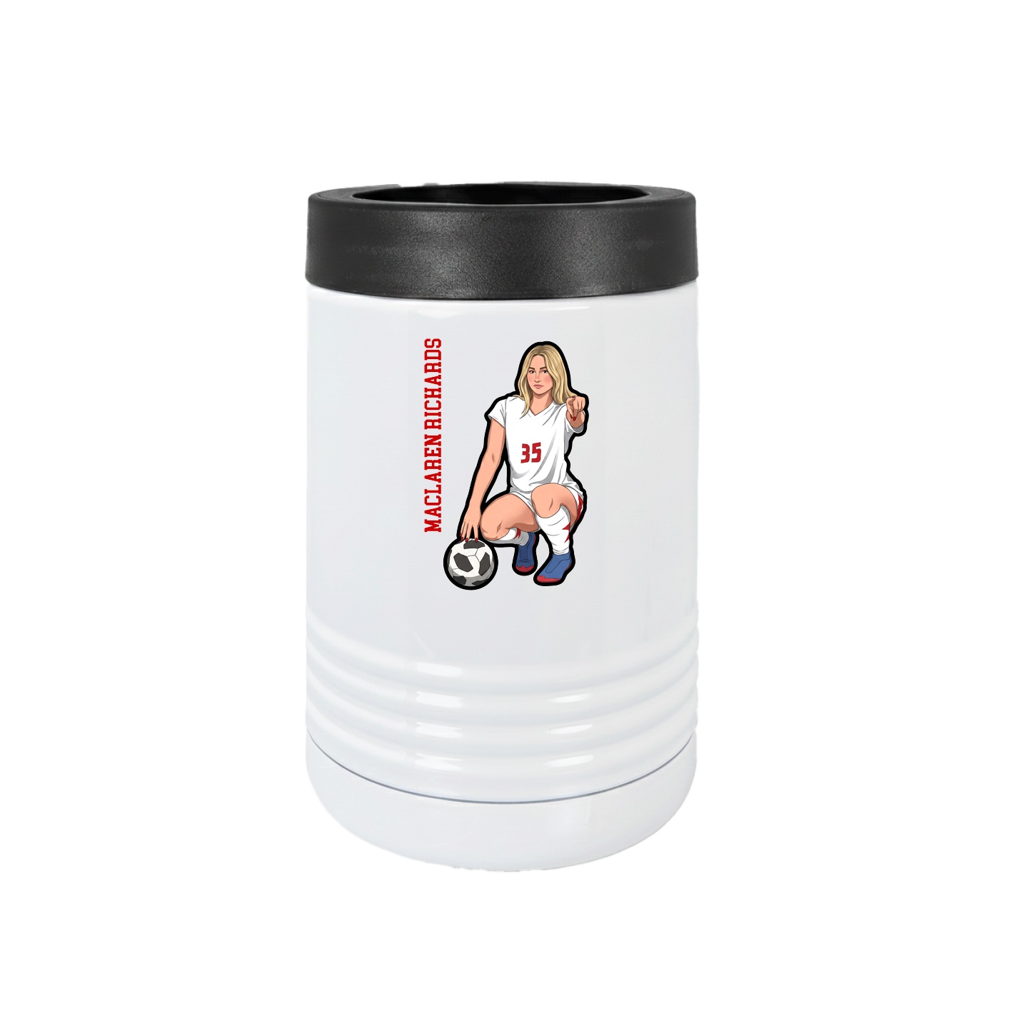 Beverage Holder — Name Vertical in White