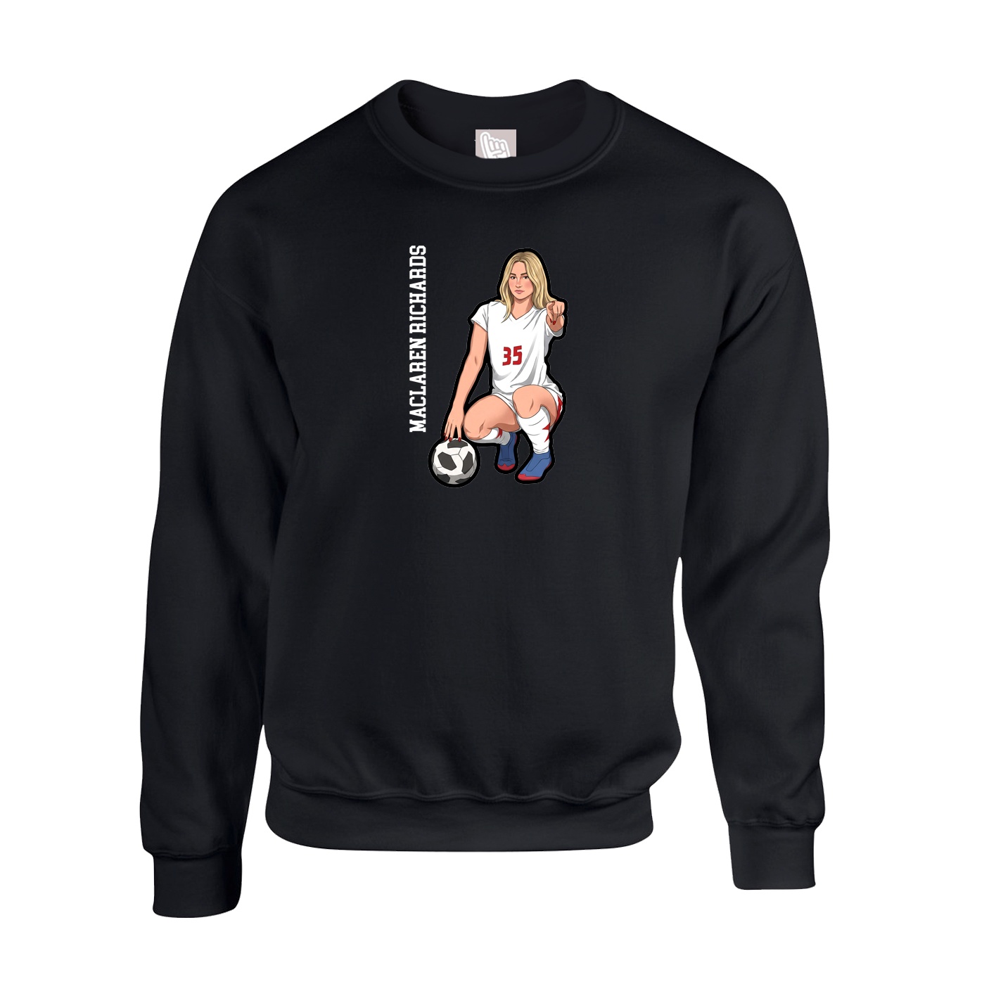 Fleece Crew — Name Vertical in Black