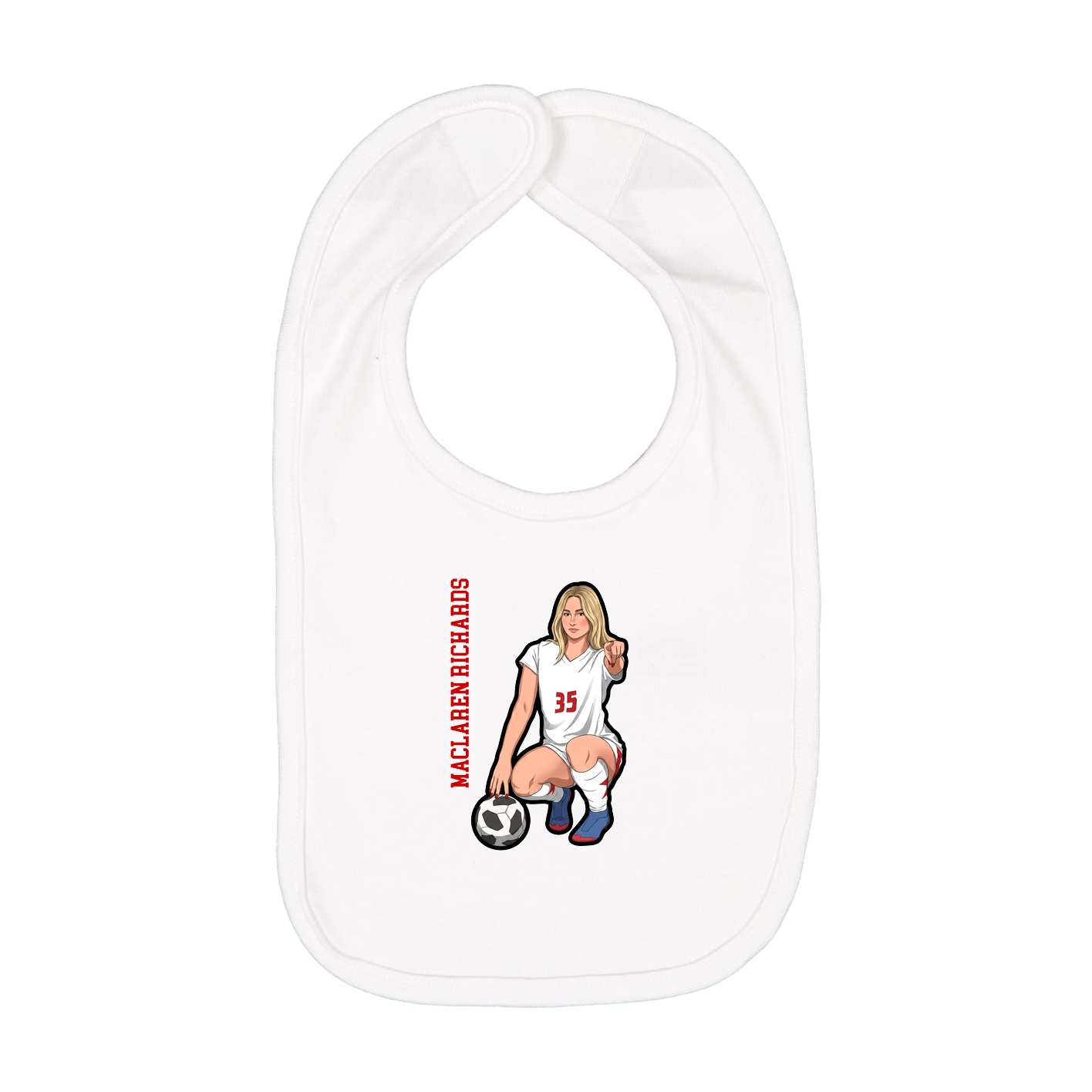 Infant Bib — Name Vertical in White