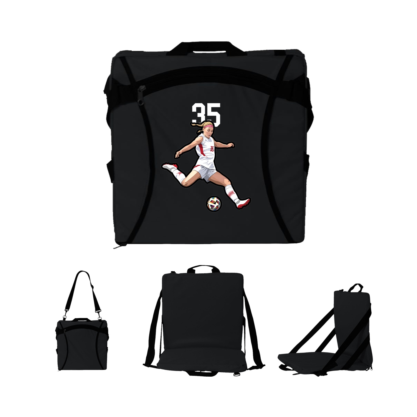 Folding Stadium Seat — Number Top in Black