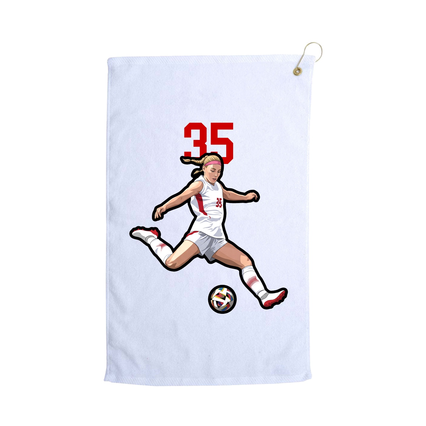 Golf Towel — Number Top in White