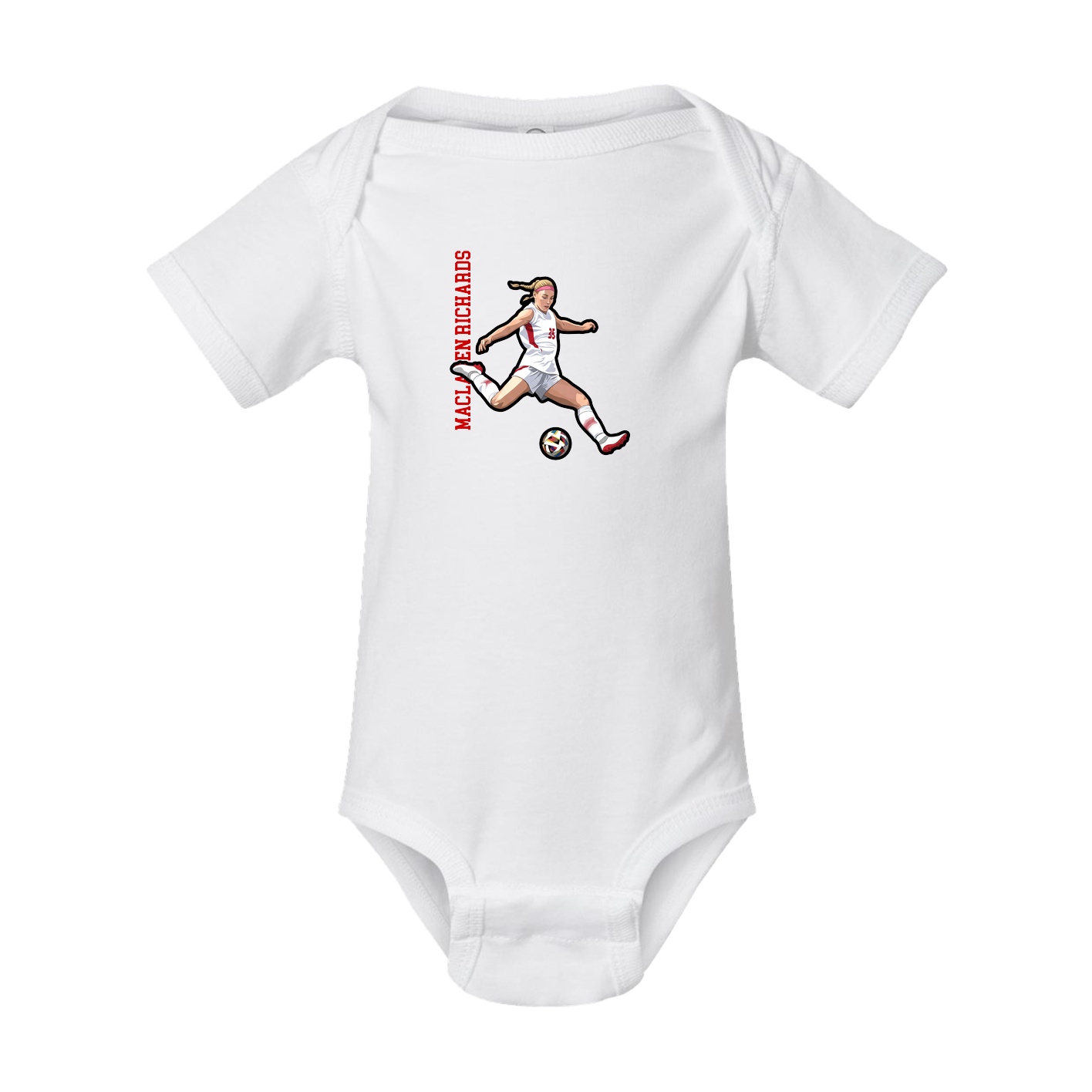 Baby Onesie — Name Vertical in White