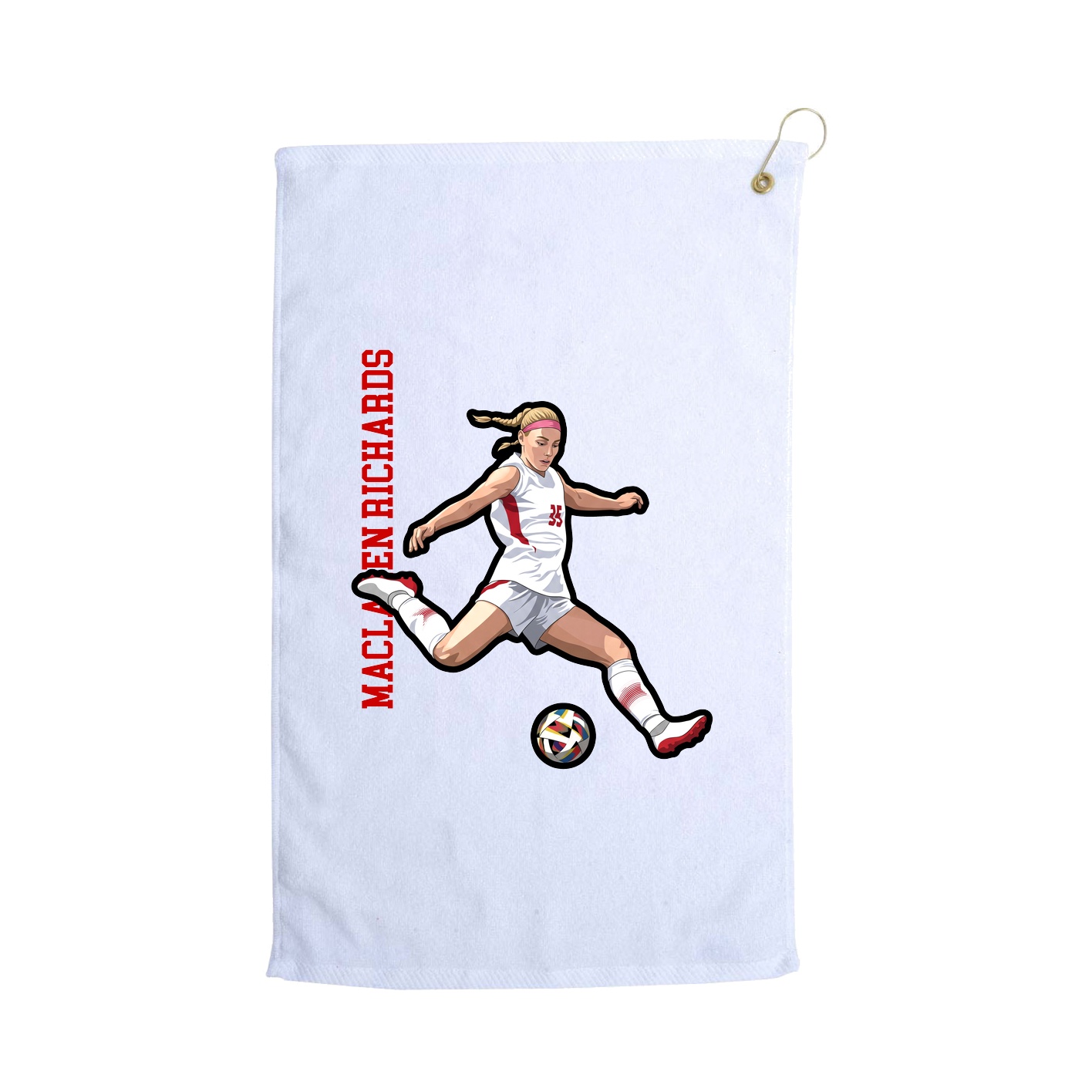 Golf Towel — Name Vertical in White