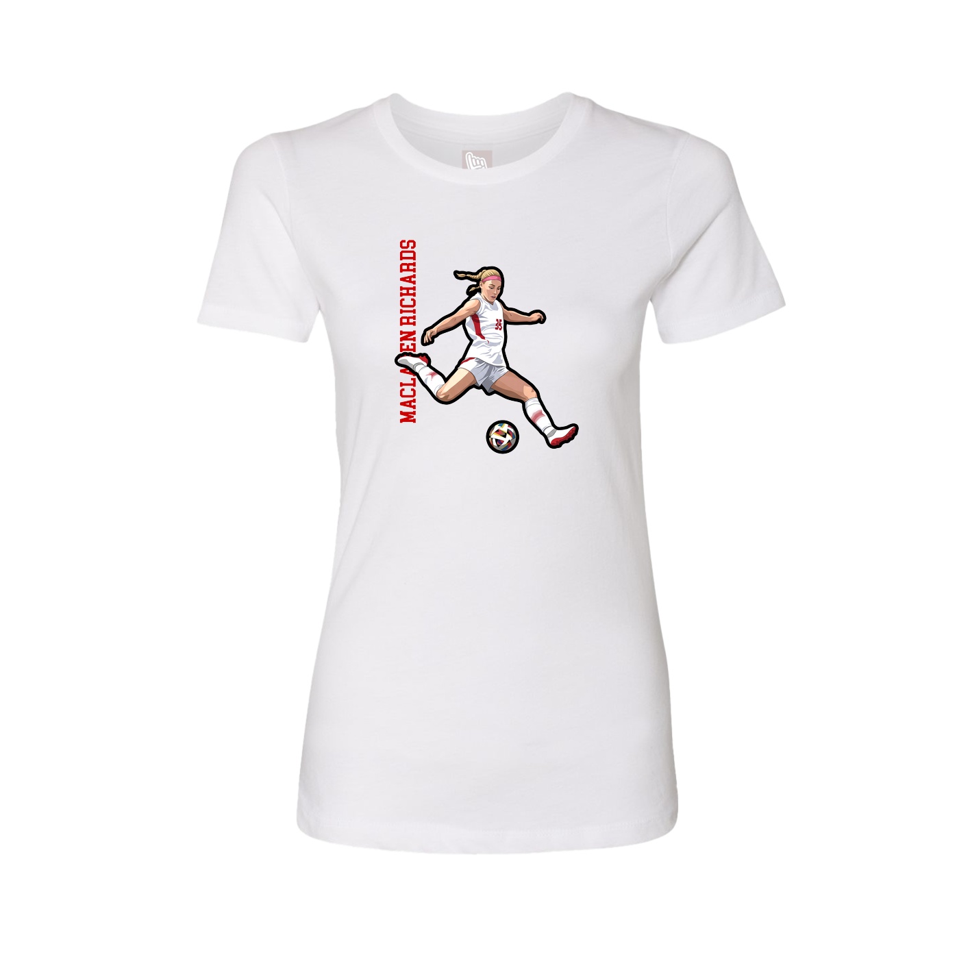 Fitted Women's Tee — Name Vertical in White
