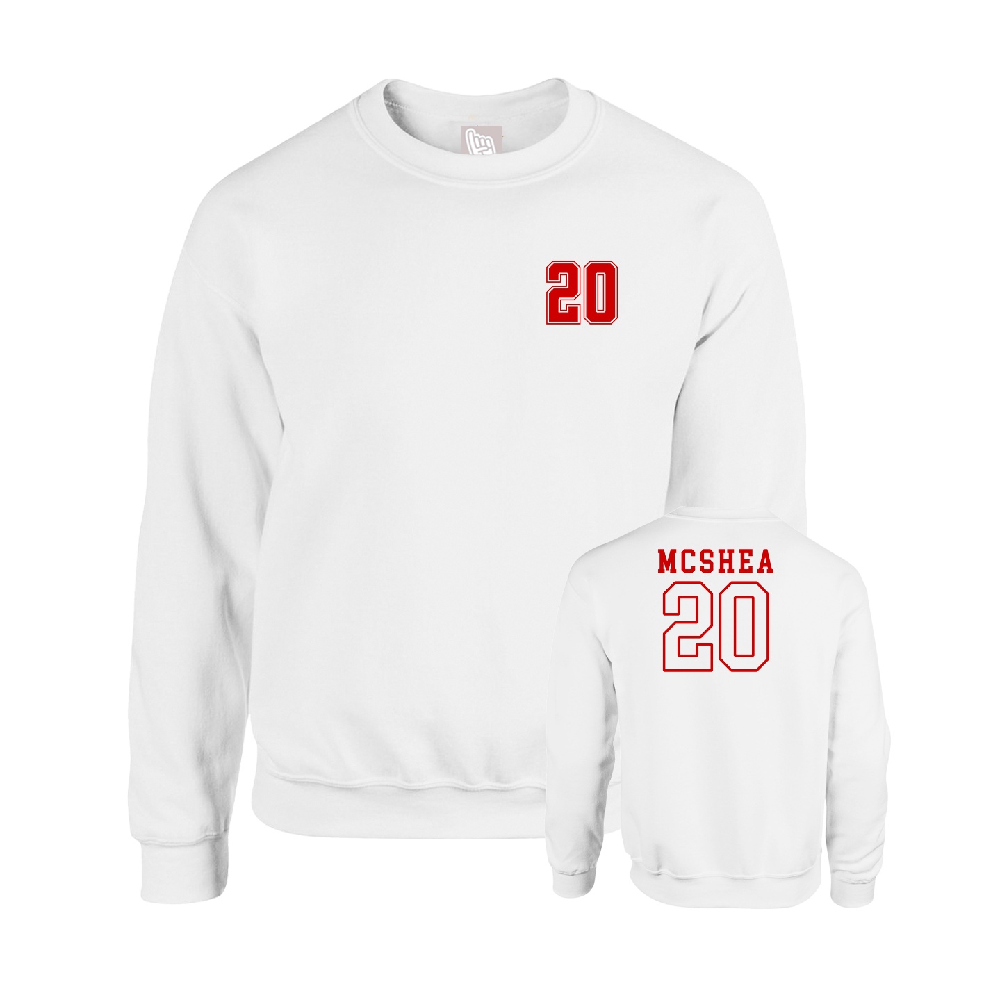 Fleece Crew — Chest Back in White