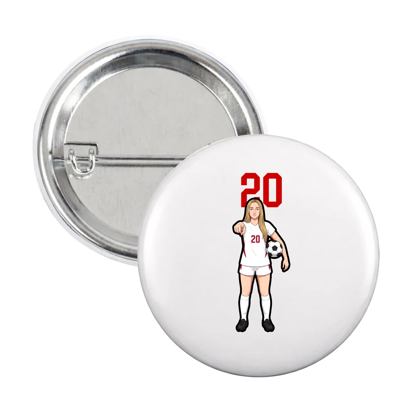 Game Day Button — Number Top in White