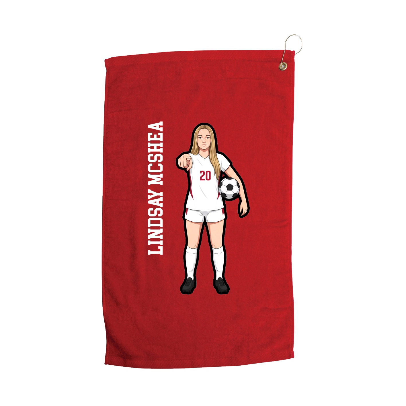 Golf Towel — Name Vertical in Red