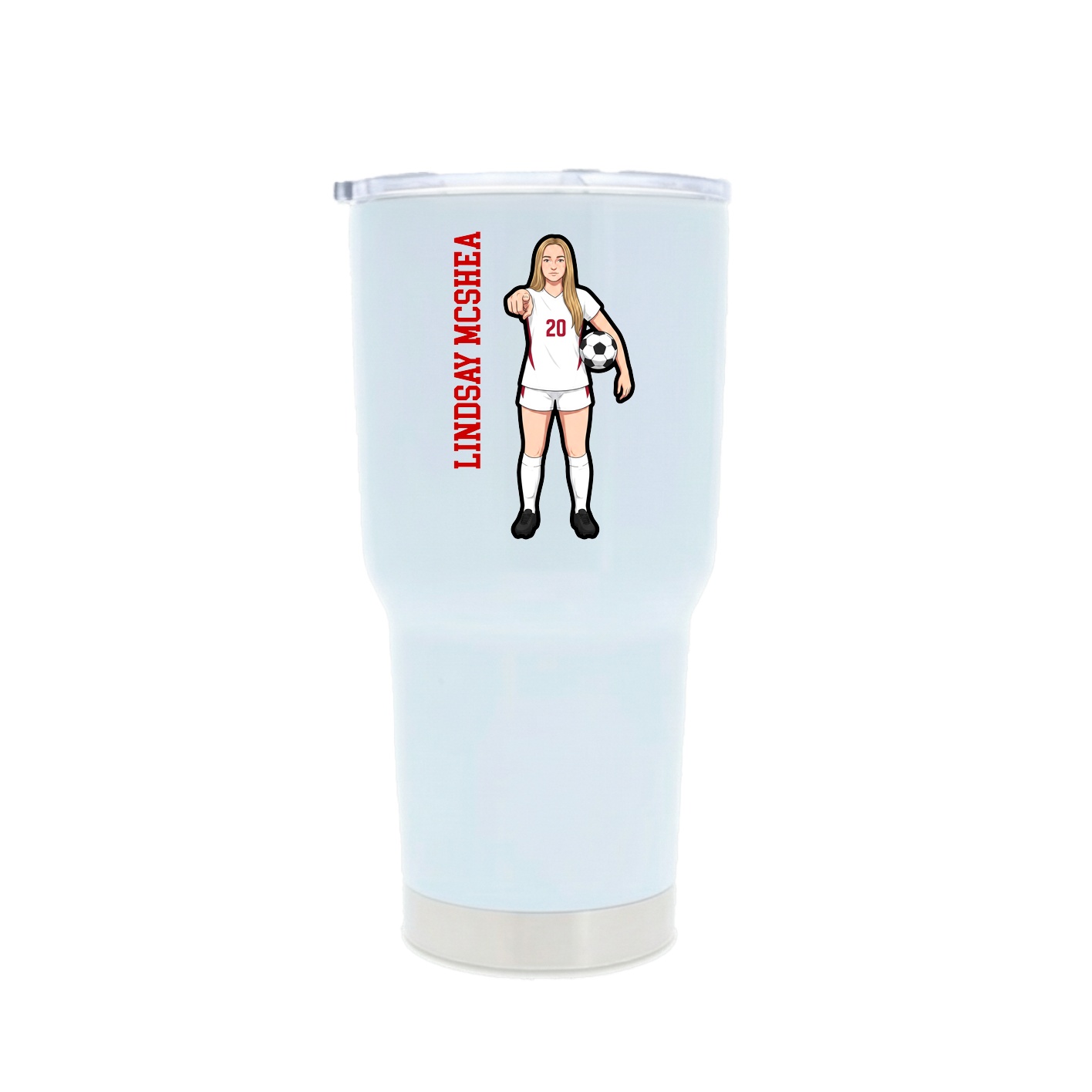 30oz Stainless Steel Tumbler — Name Vertical in White