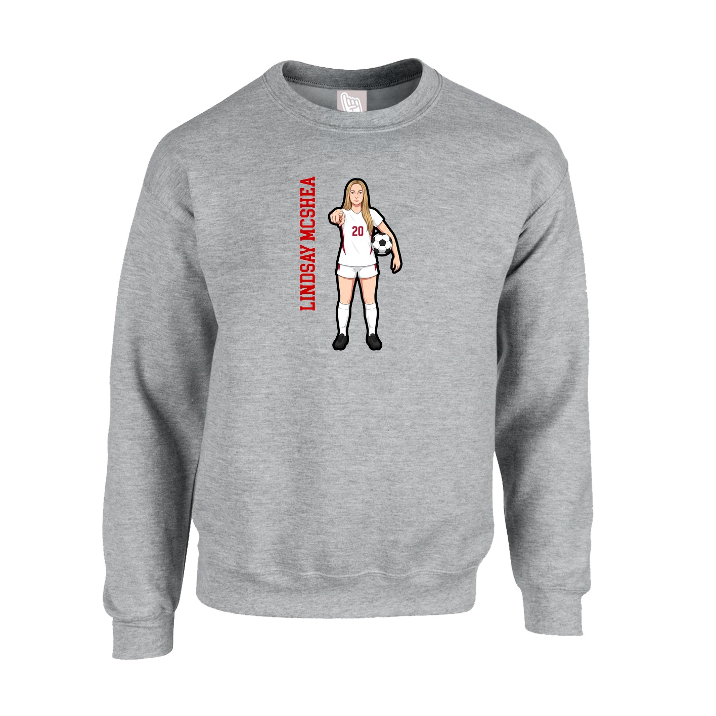 Fleece Crew — Name Vertical in Grey