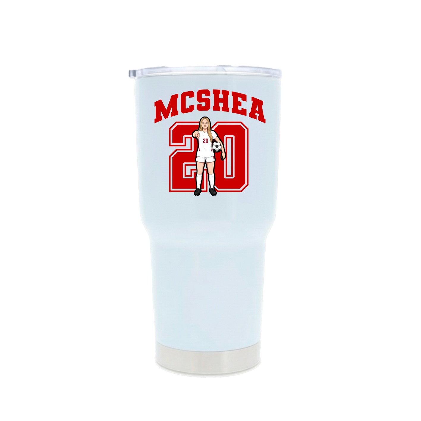 30oz Stainless Steel Tumbler — Number in White