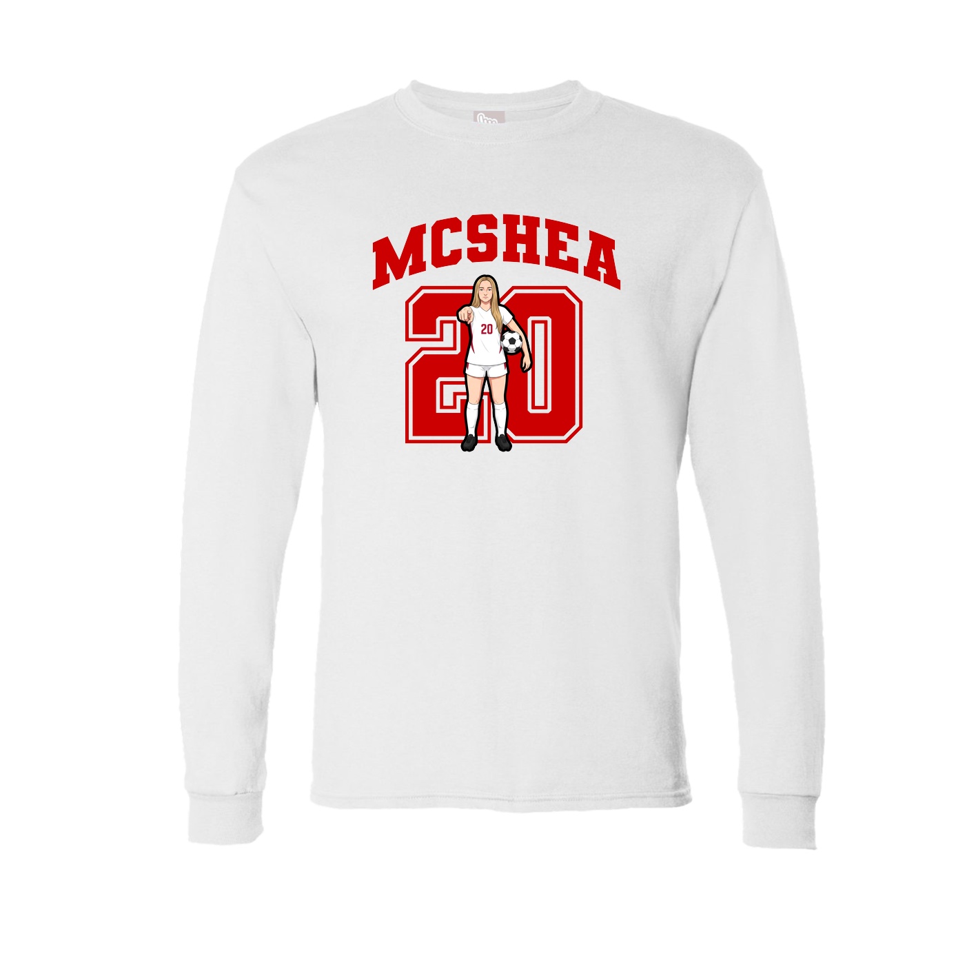 Long Sleeve Tee — Number in White