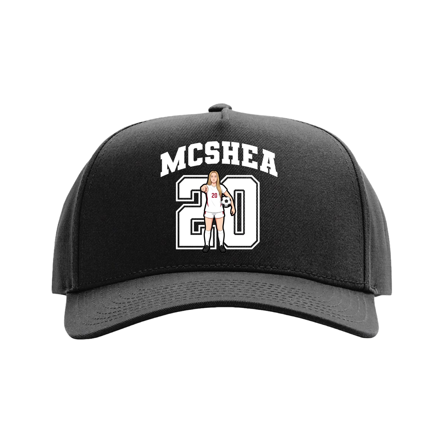 Full Fabric Five-Panel Champ Cap — Number in Black