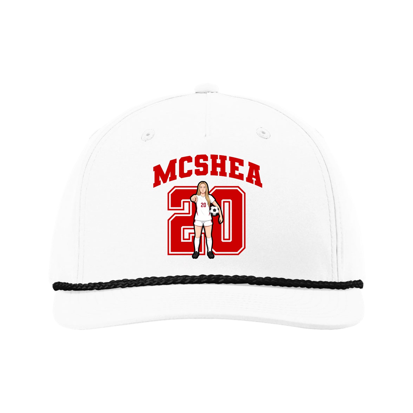 Five-Panel Classic Rope Cap — Number in White
