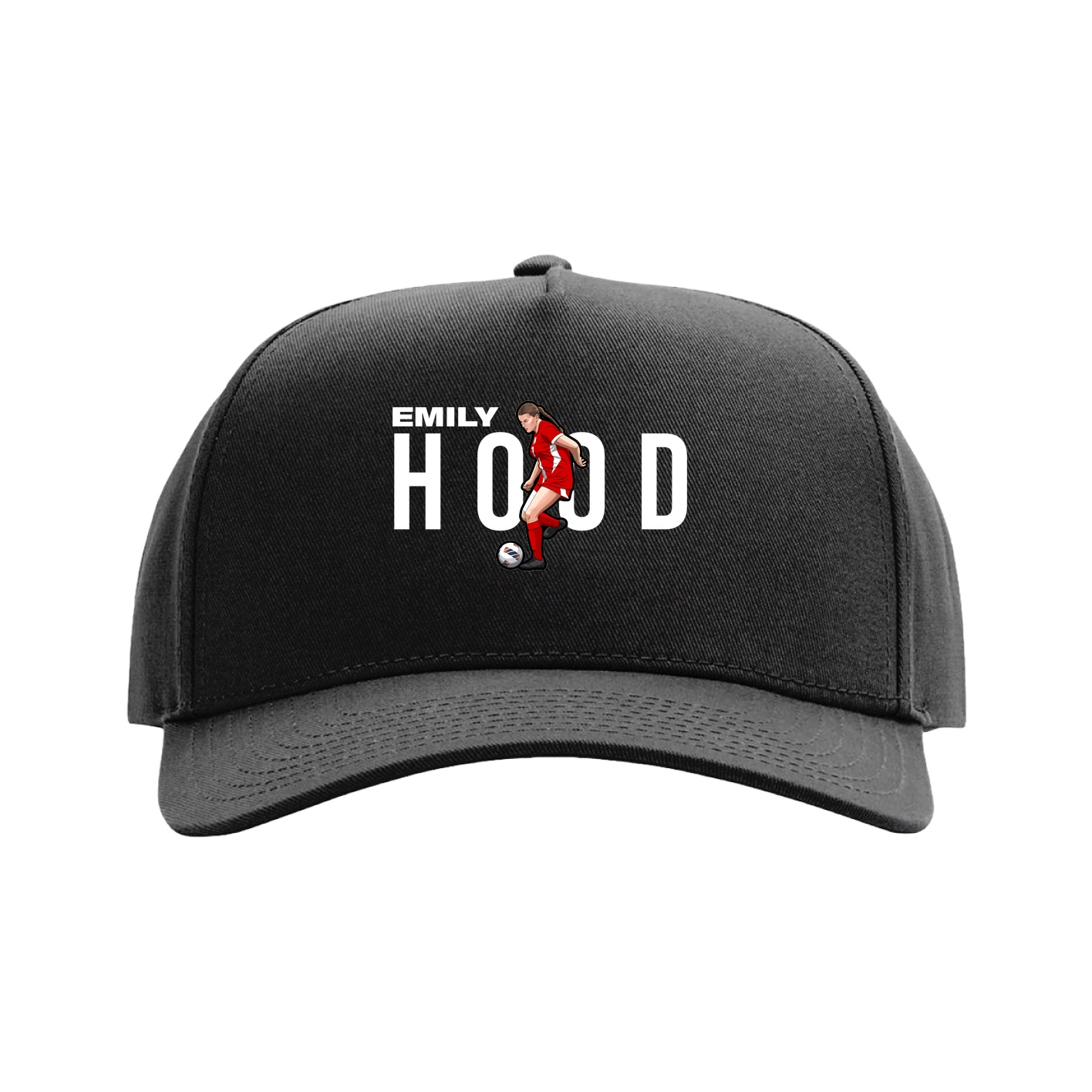 Full Fabric Five-Panel Champ Cap — Player Name in Black