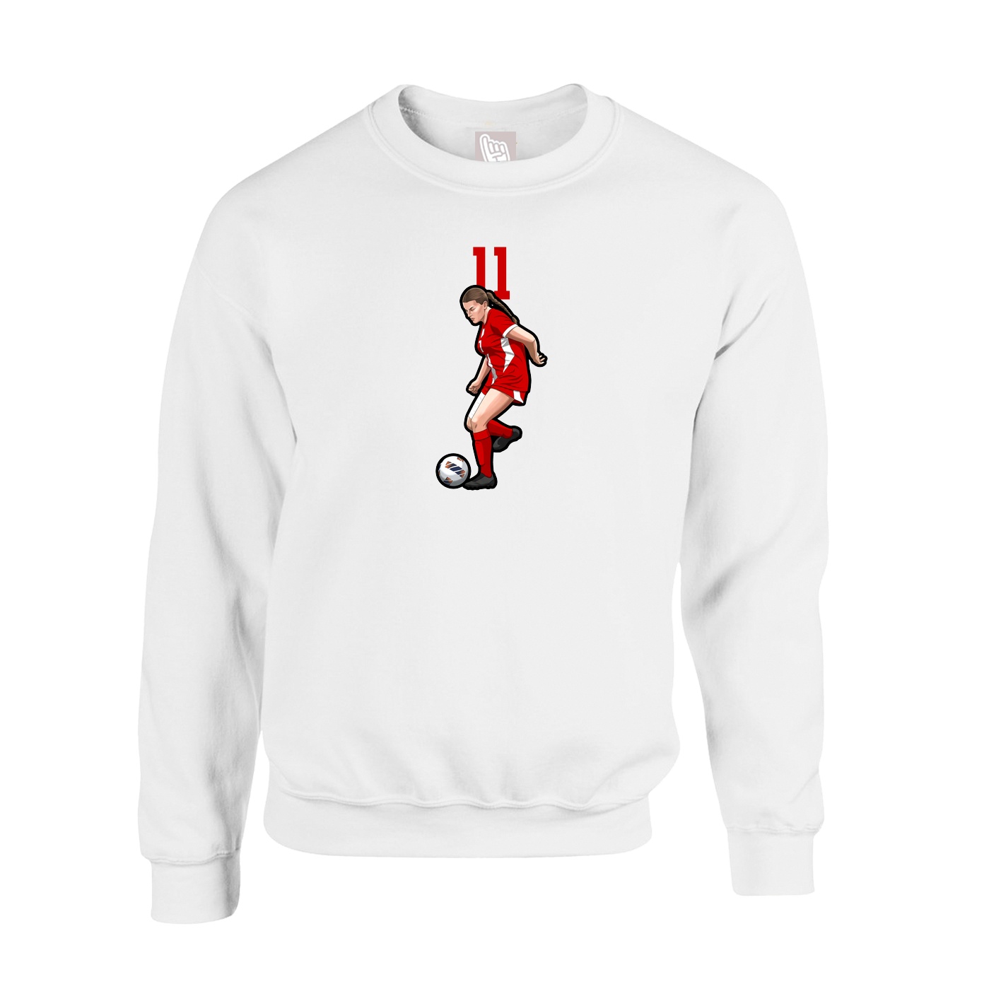 Fleece Crew — Number Top in White