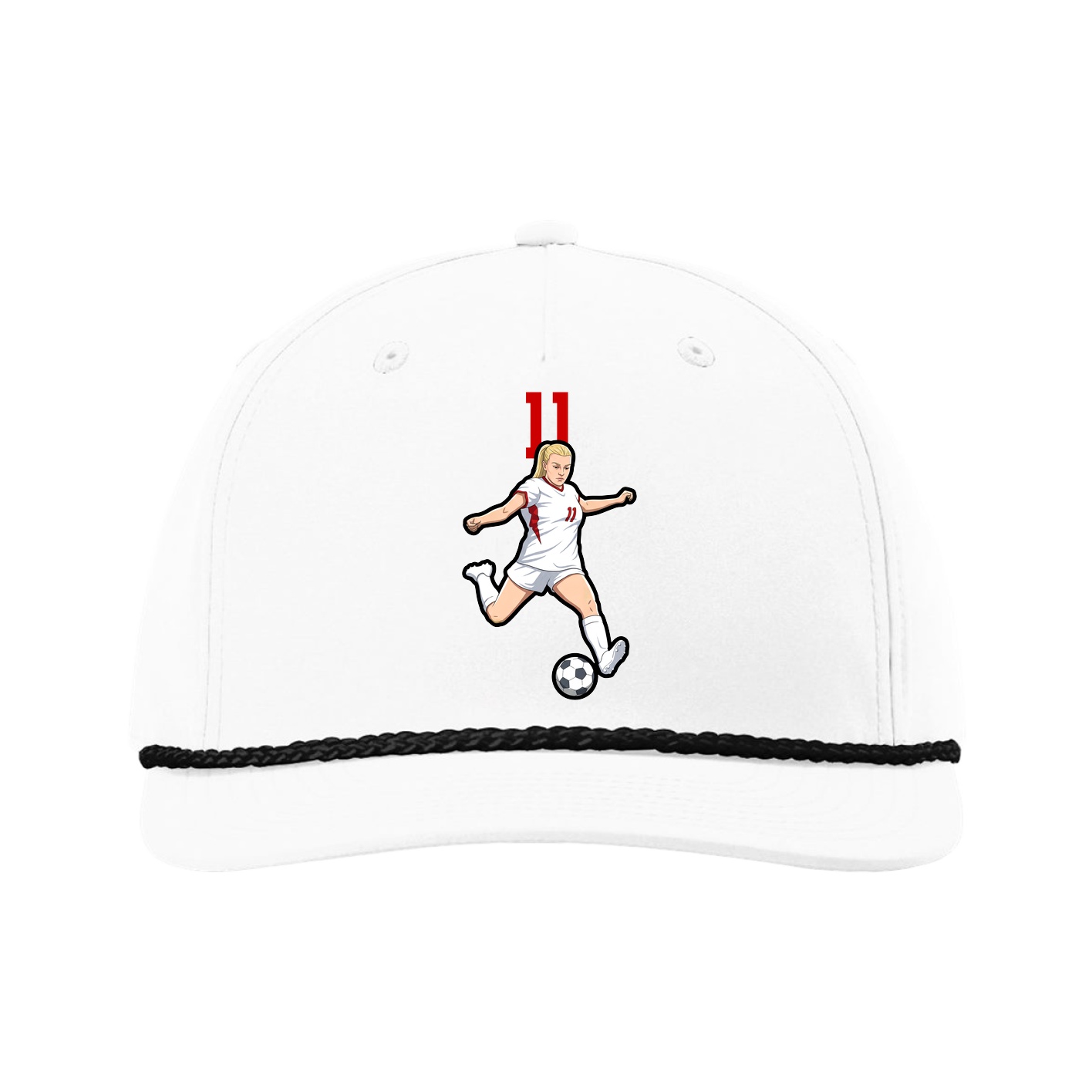 Five-Panel Classic Rope Cap — Number Top in White