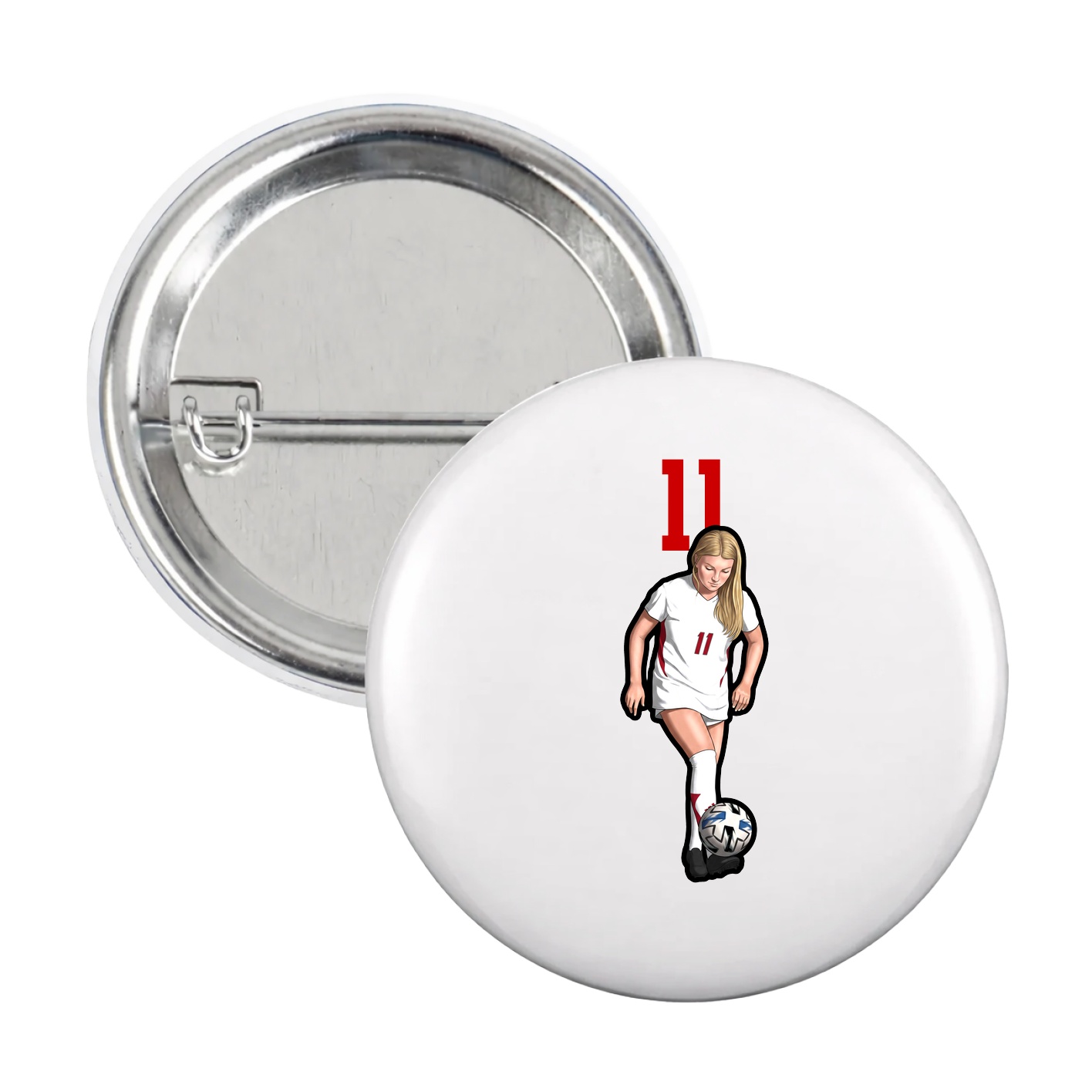 Game Day Button — Number Top in White