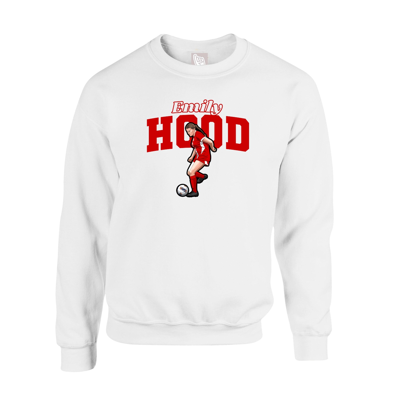 Fleece Crew — Name Arch in White