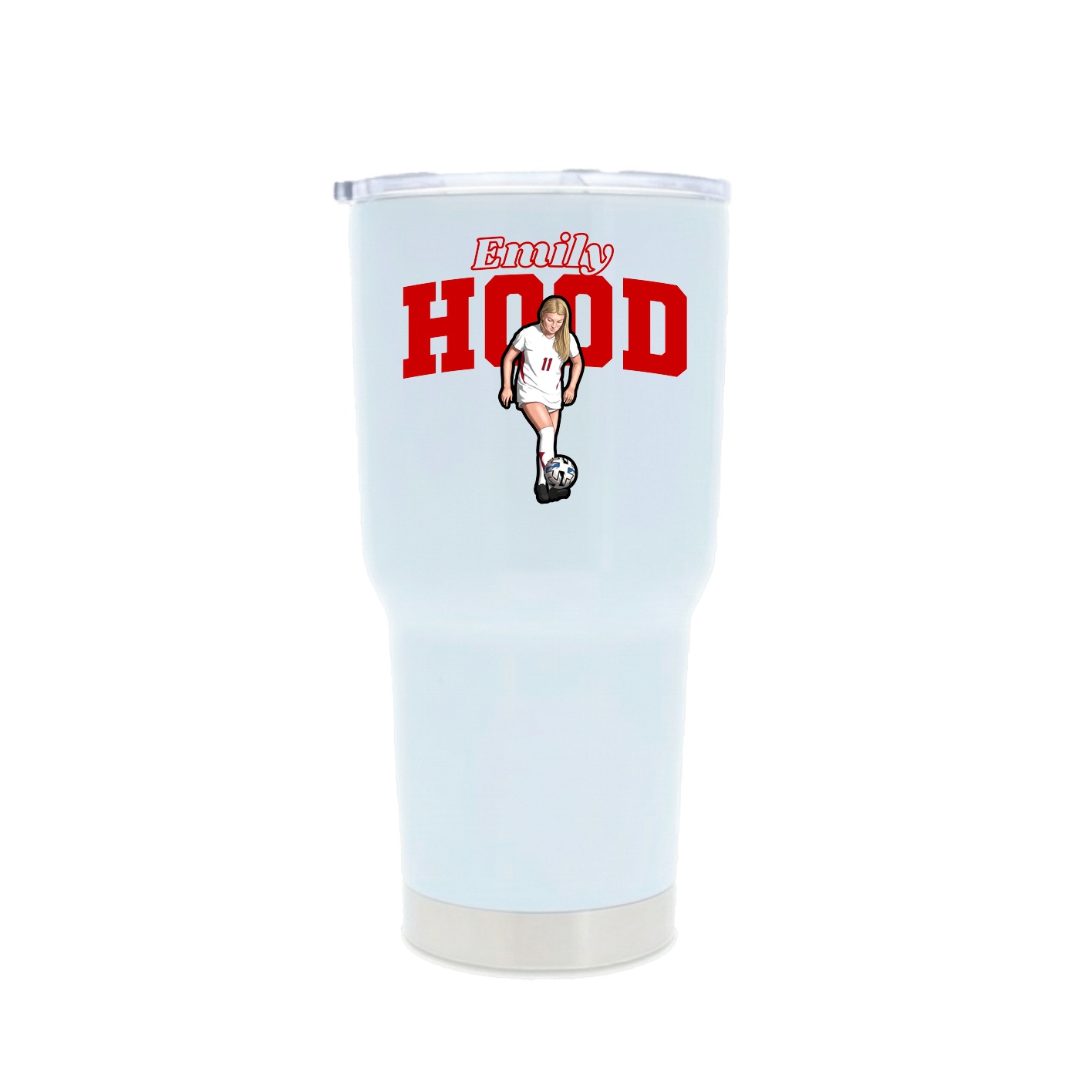 30oz Stainless Steel Tumbler — Name Arch in White
