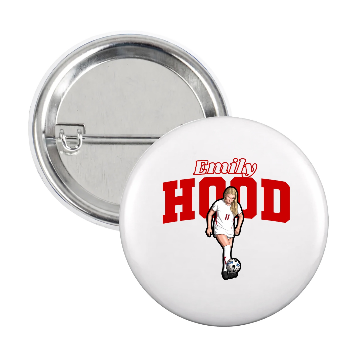 Game Day Button — Name Arch in White