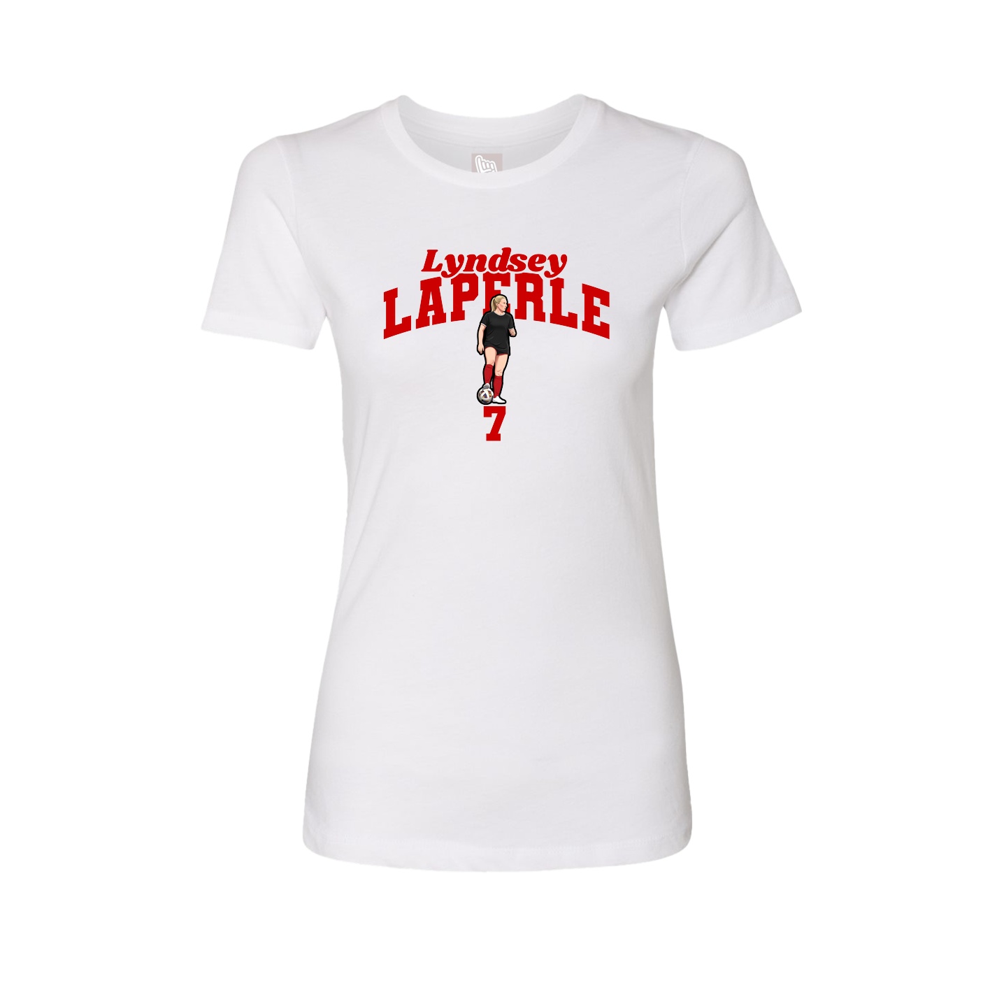 Fitted Women's Tee — Signature Arch in White
