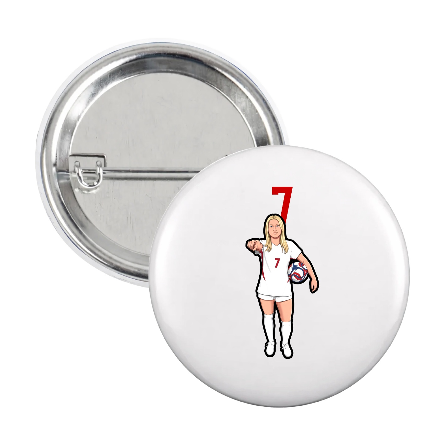 Game Day Button — Number Top in White