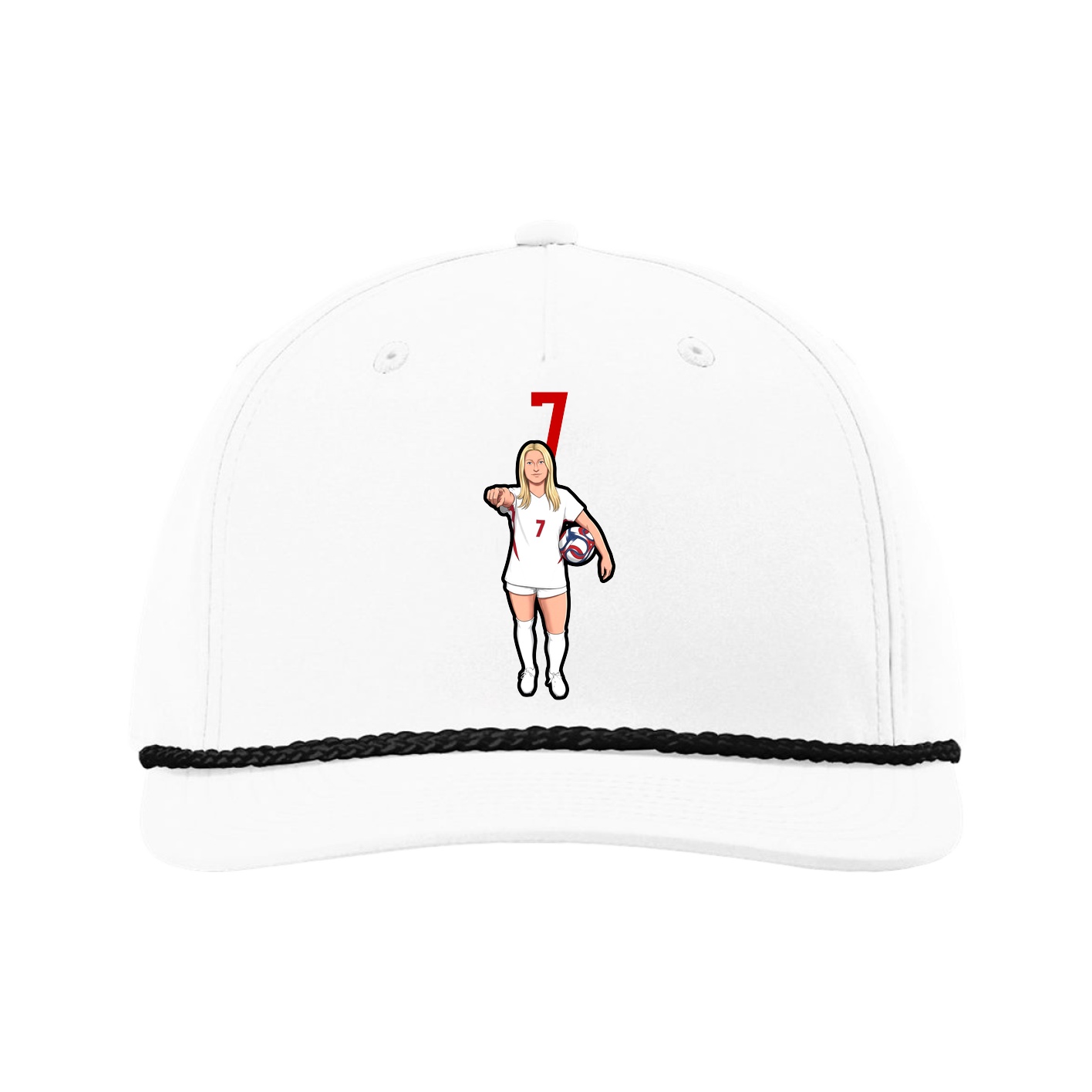 Five-Panel Classic Rope Cap — Number Top in White