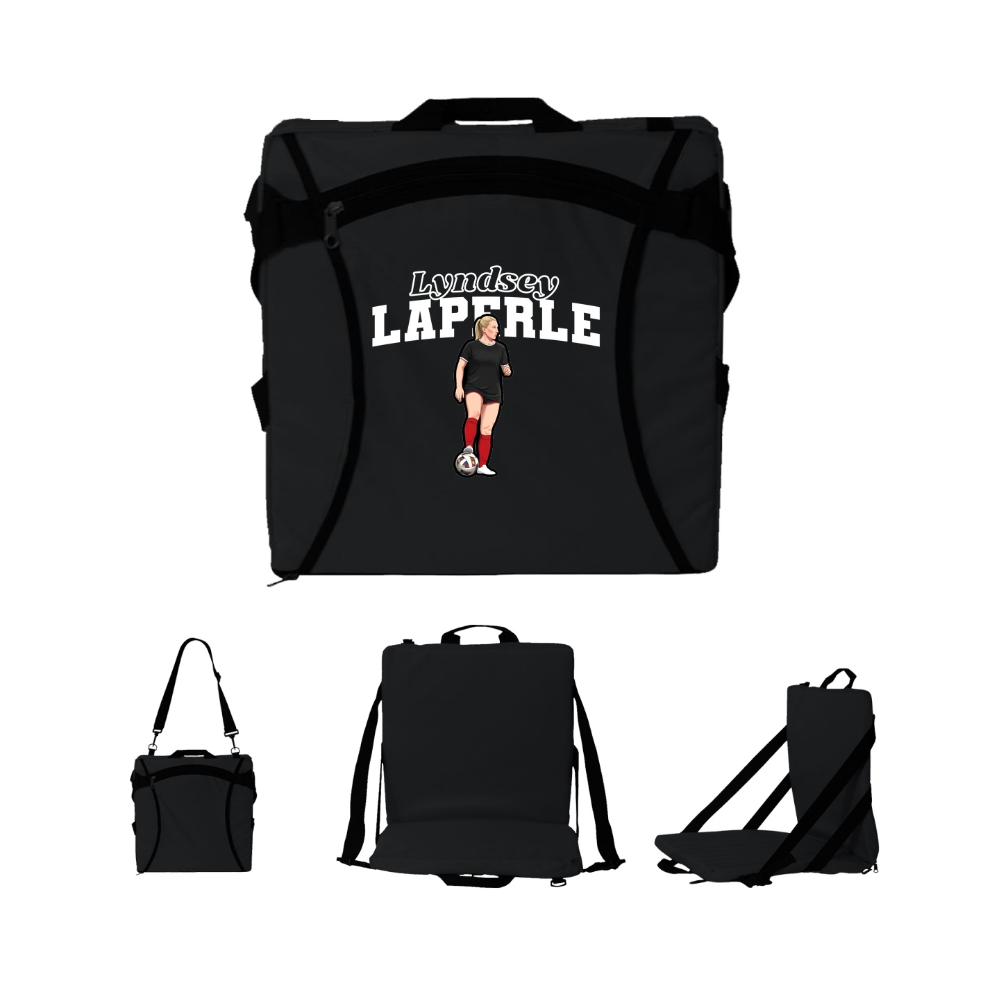 Folding Stadium Seat — Name Arch in Black