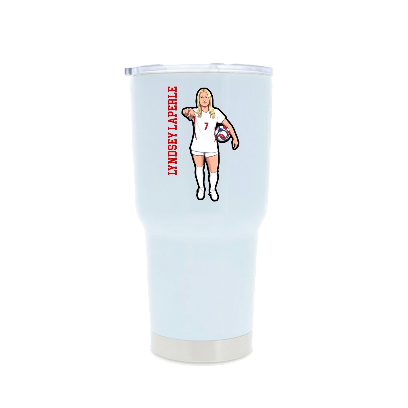 30oz Stainless Steel Tumbler — Name Vertical in White