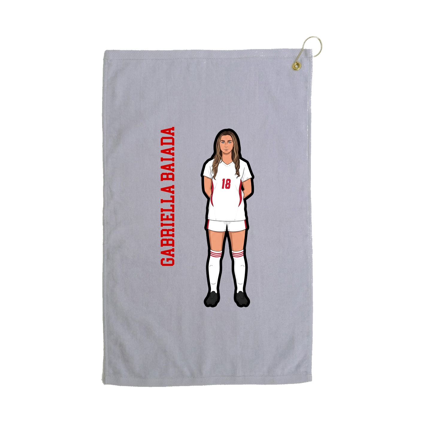Golf Towel — Name Vertical in Grey