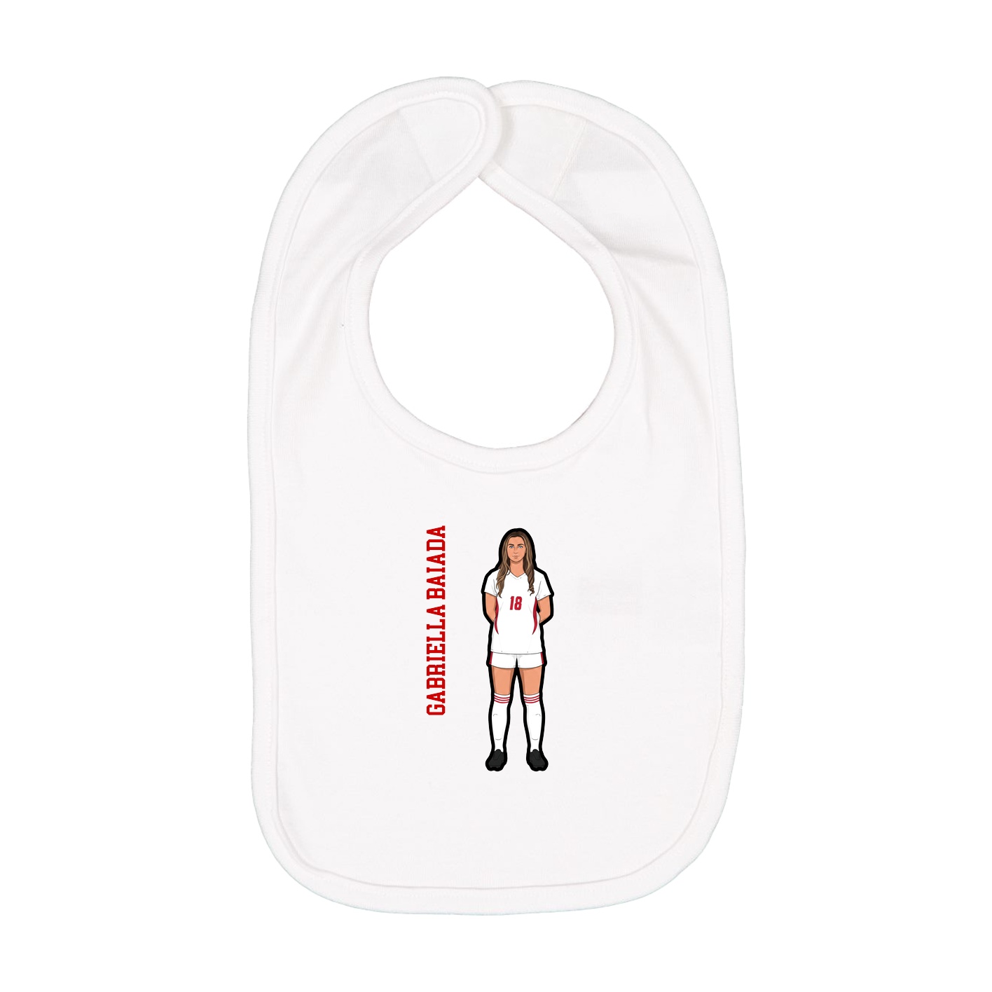 Infant Bib — Name Vertical in White